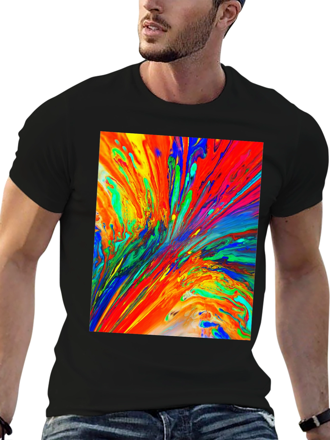 Abstract Paint Splatter Black T-Shirt