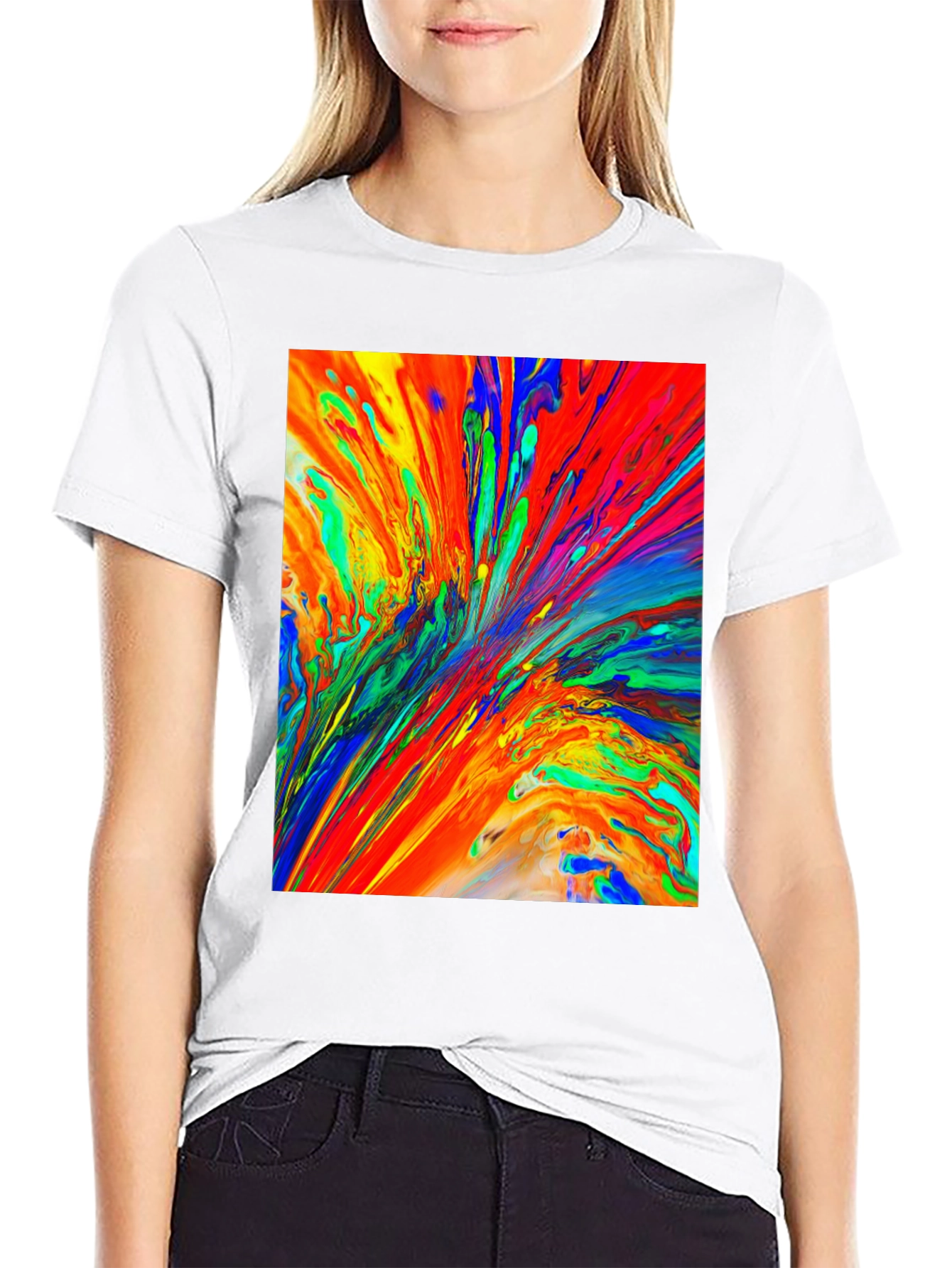 Abstract Paint Splatter Black T-Shirt