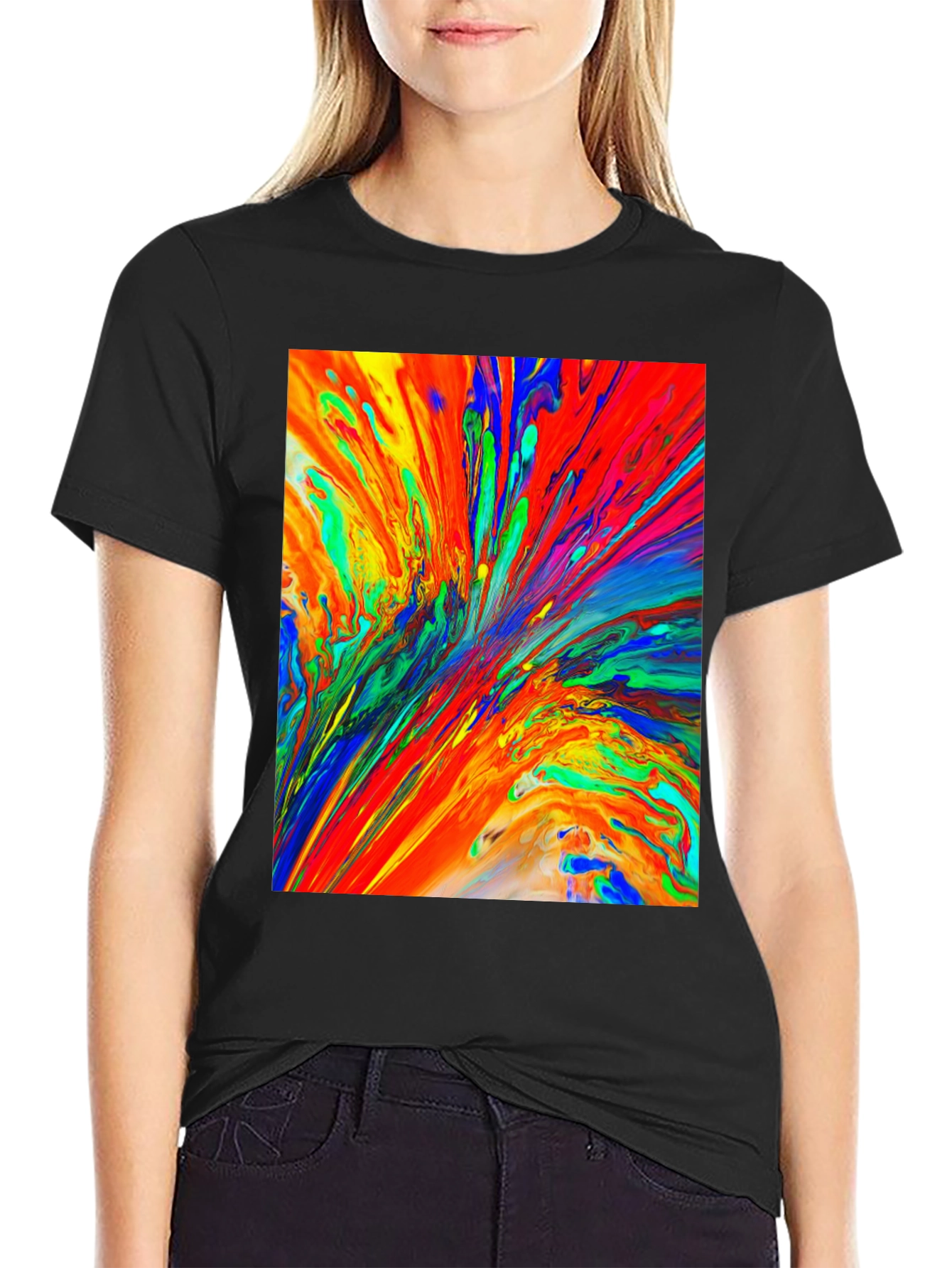 Abstract Paint Splatter Black T-Shirt