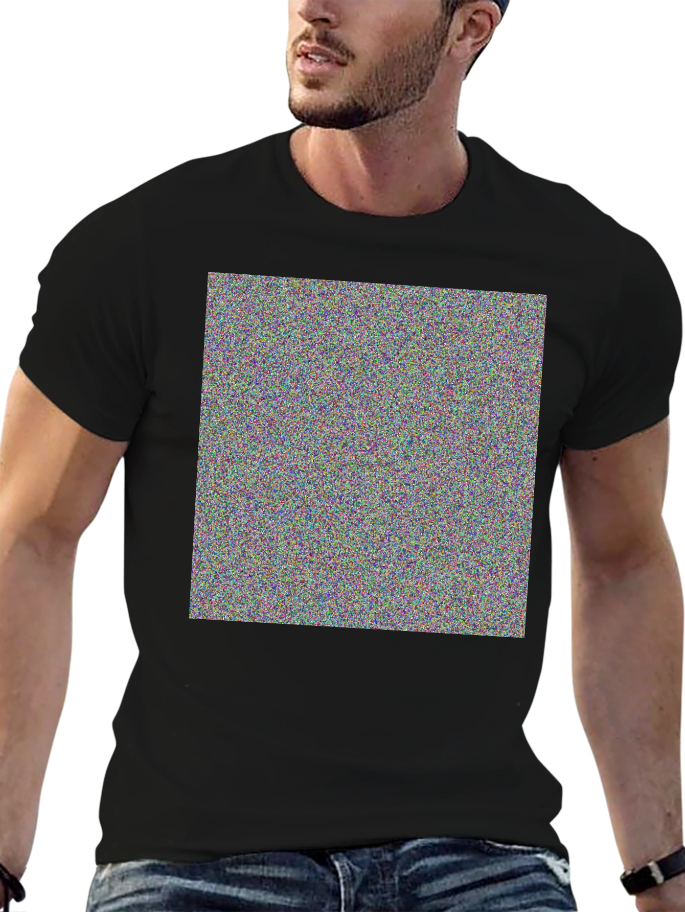 Abstract Pattern Black Crew Neck T-Shirt