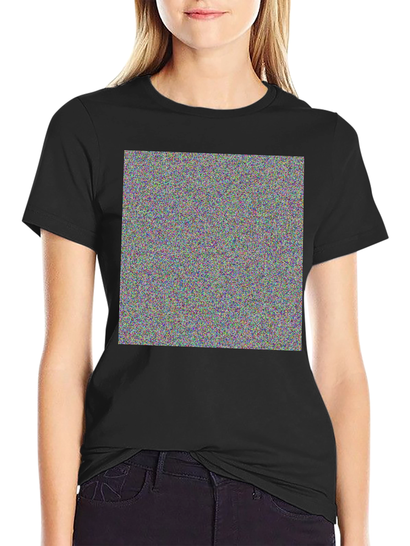 Abstract Pattern Black Crew Neck T-Shirt
