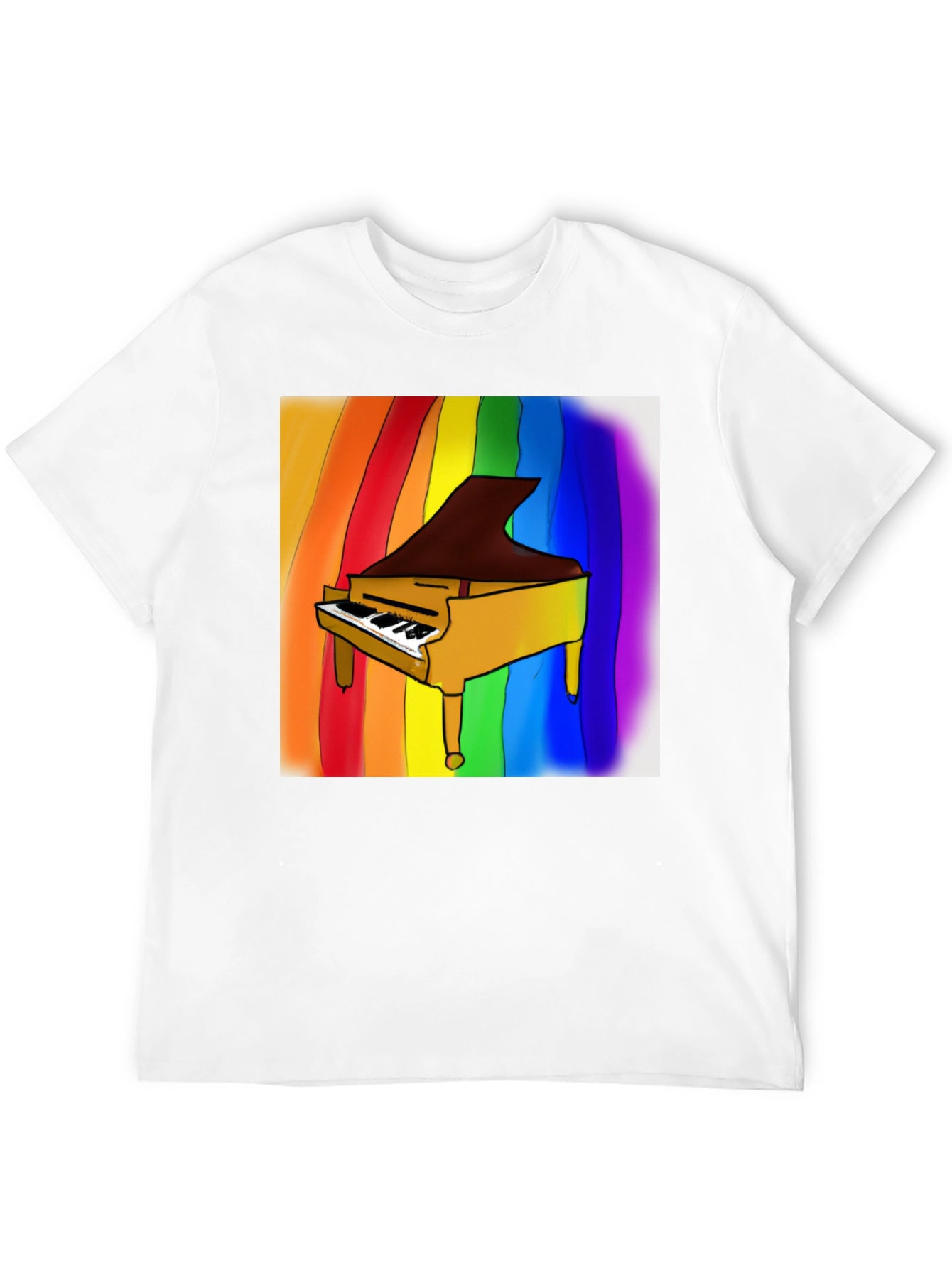 Rainbow Piano T-Shirt - Black Cotton Blend