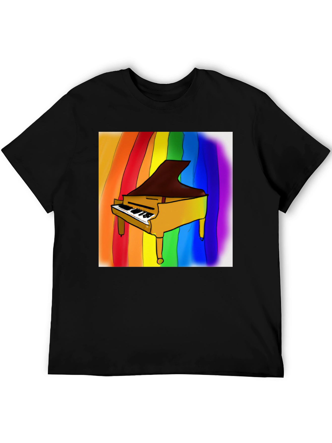 Rainbow Piano T-Shirt - Black Cotton Blend