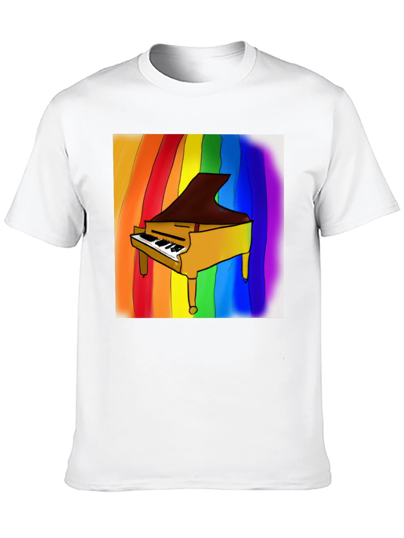 Rainbow Piano T-Shirt - Black Cotton Blend