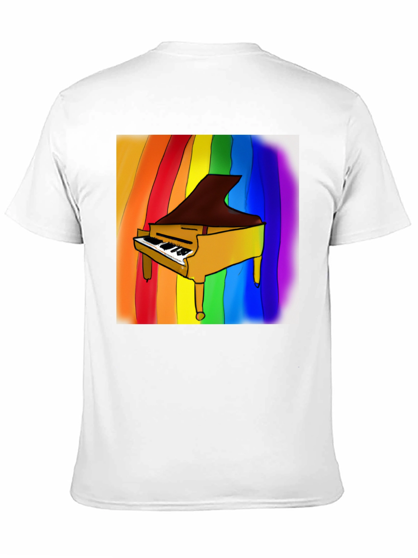 Rainbow Piano T-Shirt - Black Cotton Blend