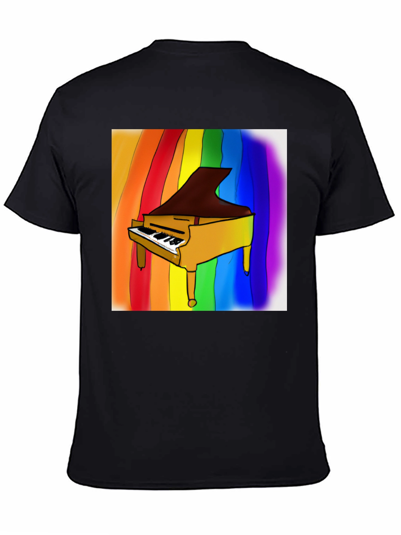 Rainbow Piano T-Shirt - Black Cotton Blend