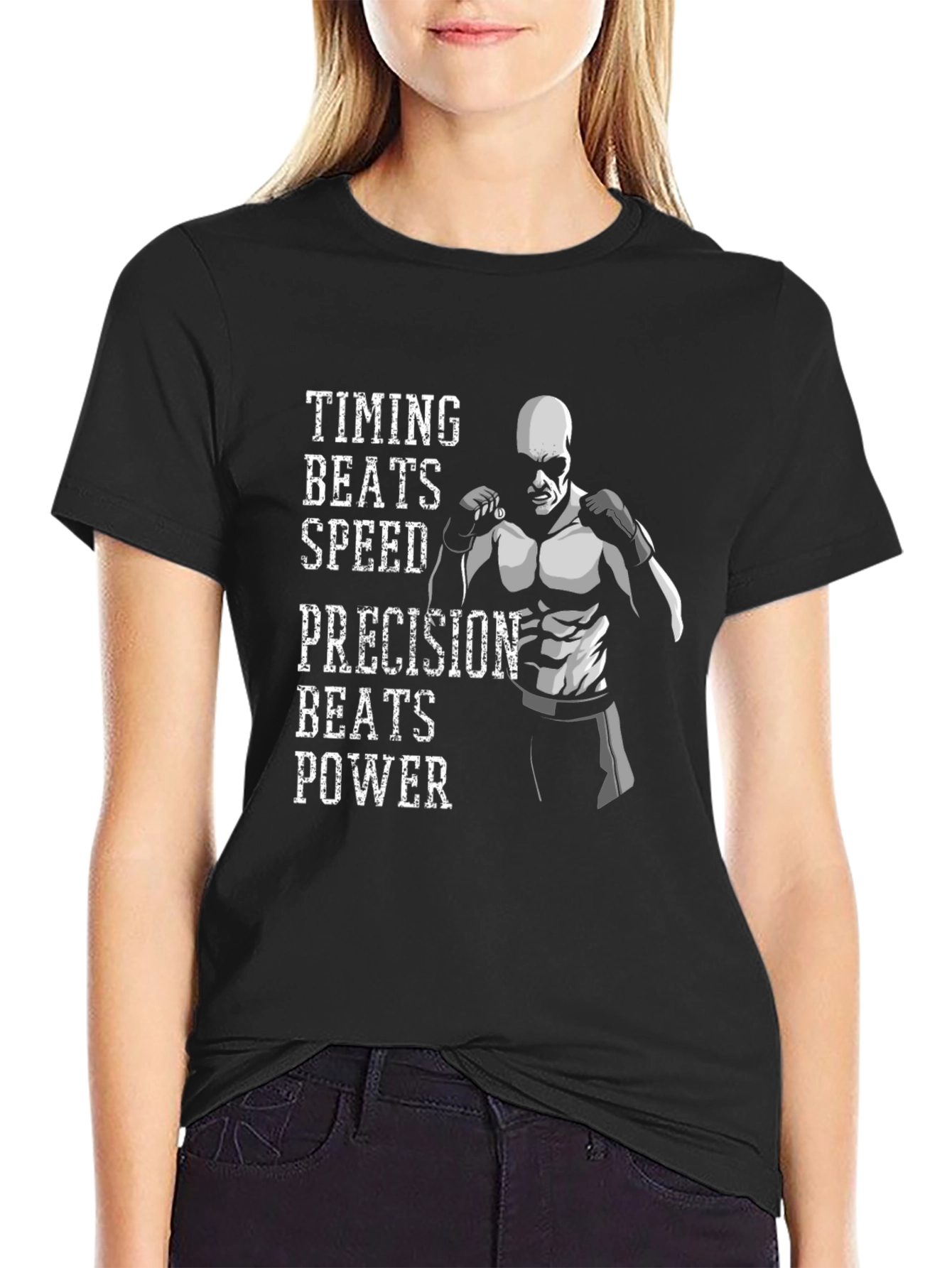 Timing Beats Speed Mens Black Graphic T-Shirt
