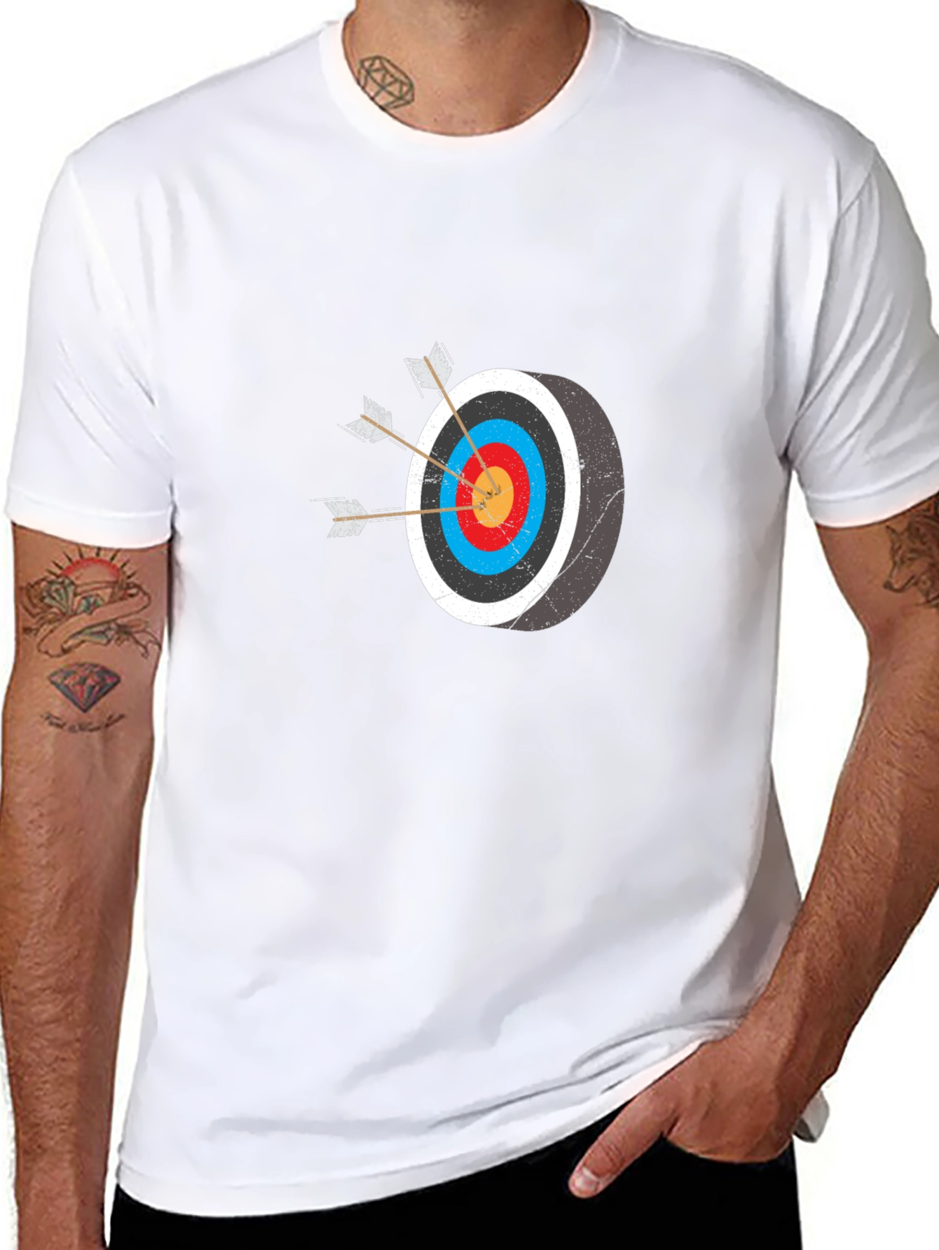 Archery Target Graphic Tee - Black Cotton T-Shirt