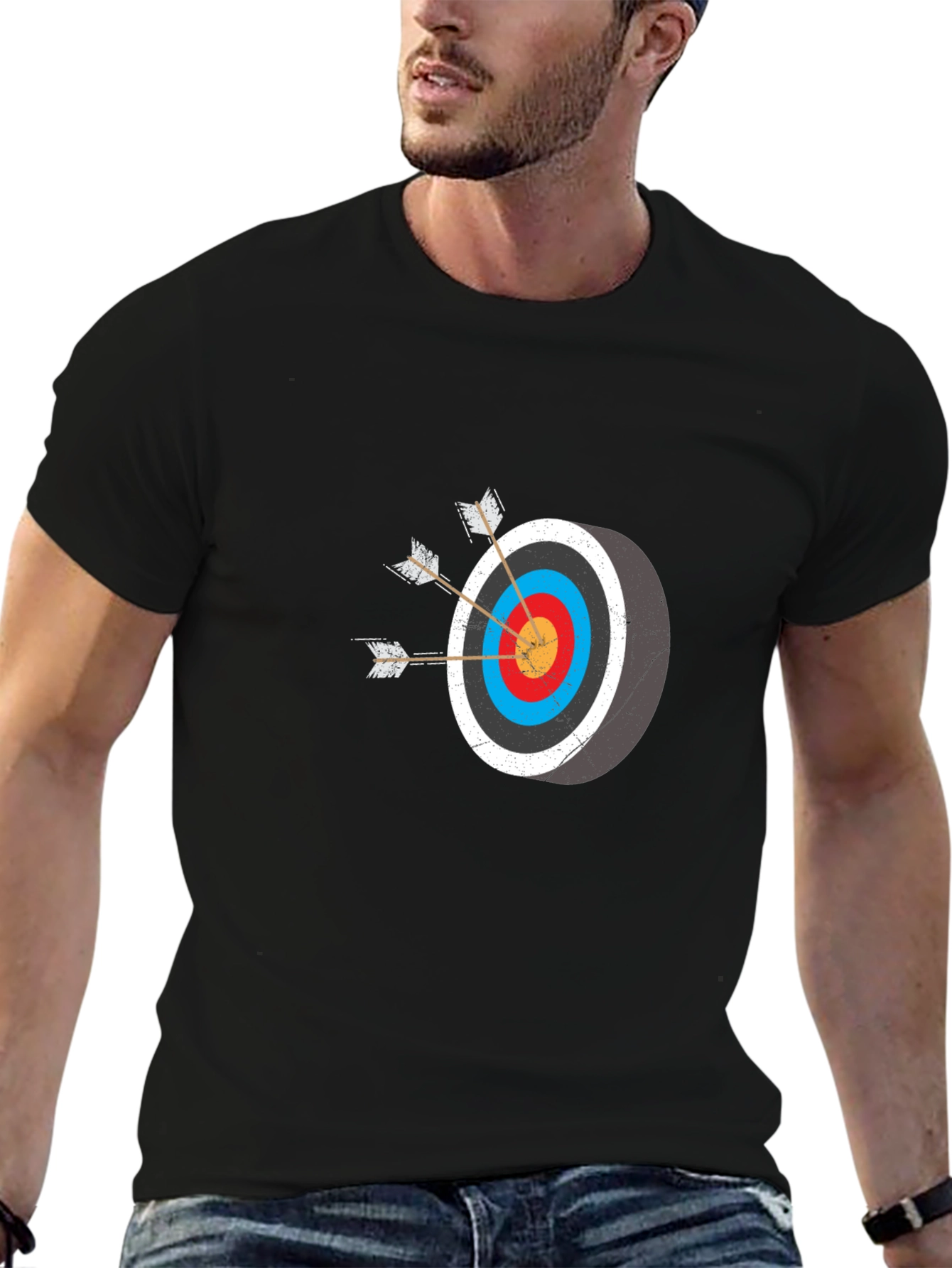 Archery Target Graphic Tee - Black Cotton T-Shirt