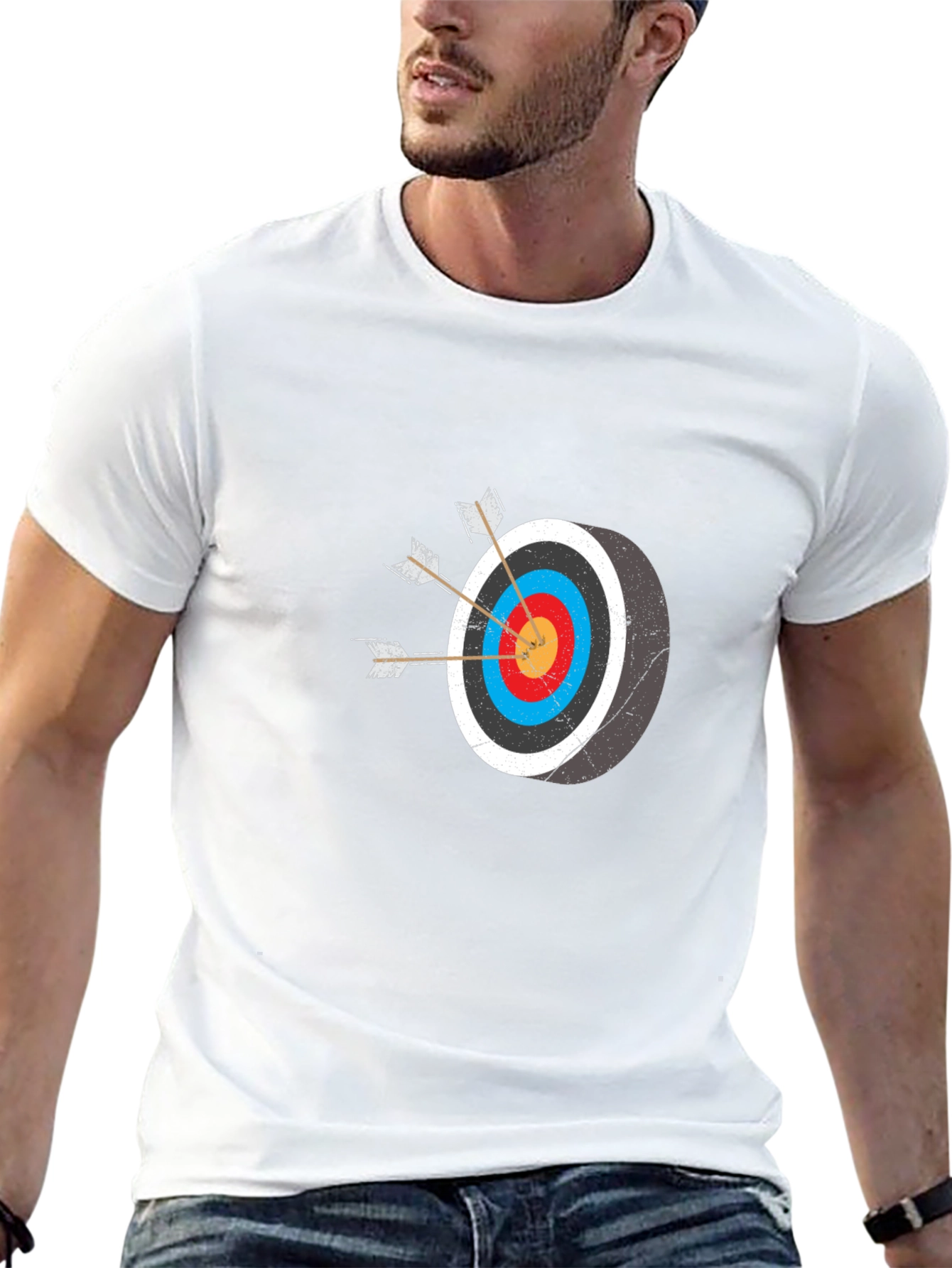 Archery Target Graphic Tee - Black Cotton T-Shirt