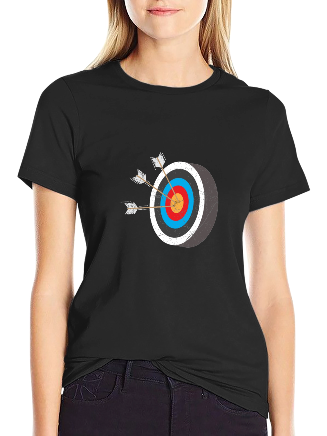 Archery Target Graphic Tee - Black Cotton T-Shirt