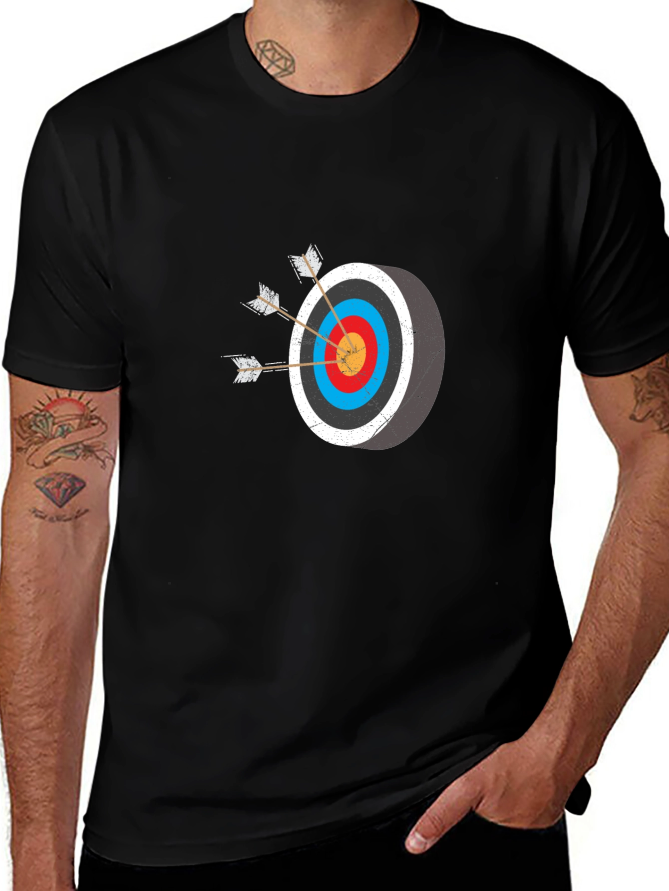 Archery Target Graphic Tee - Black Cotton T-Shirt