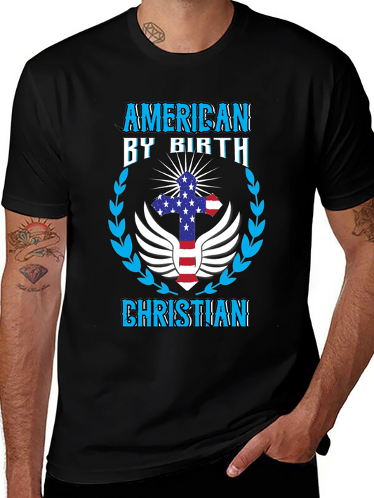 American by Birth Christian Black Graphic Tee