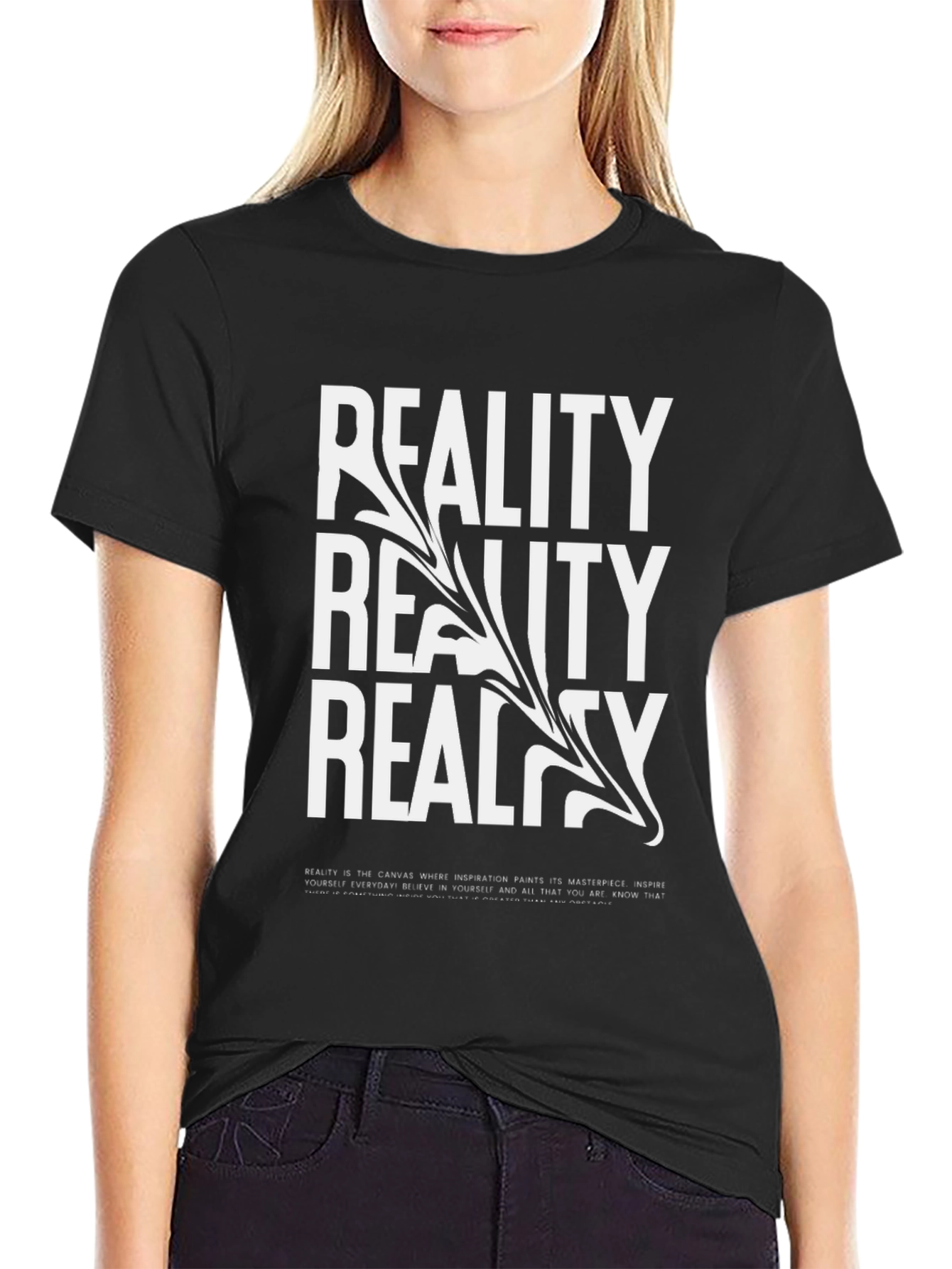 Reality Graphic Print Black T-Shirt