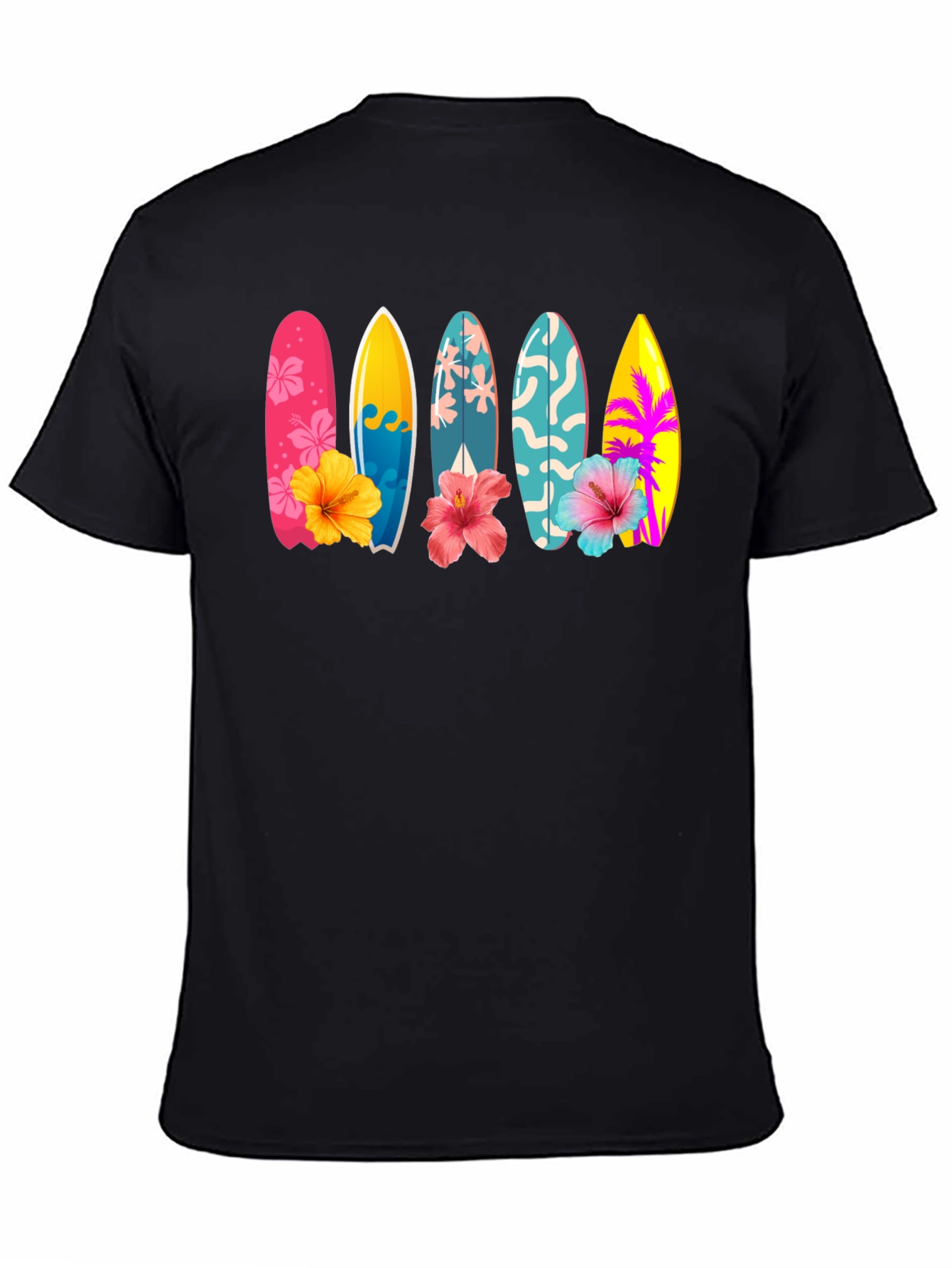 Tropical Surfboard Hibiscus Graphic Tee