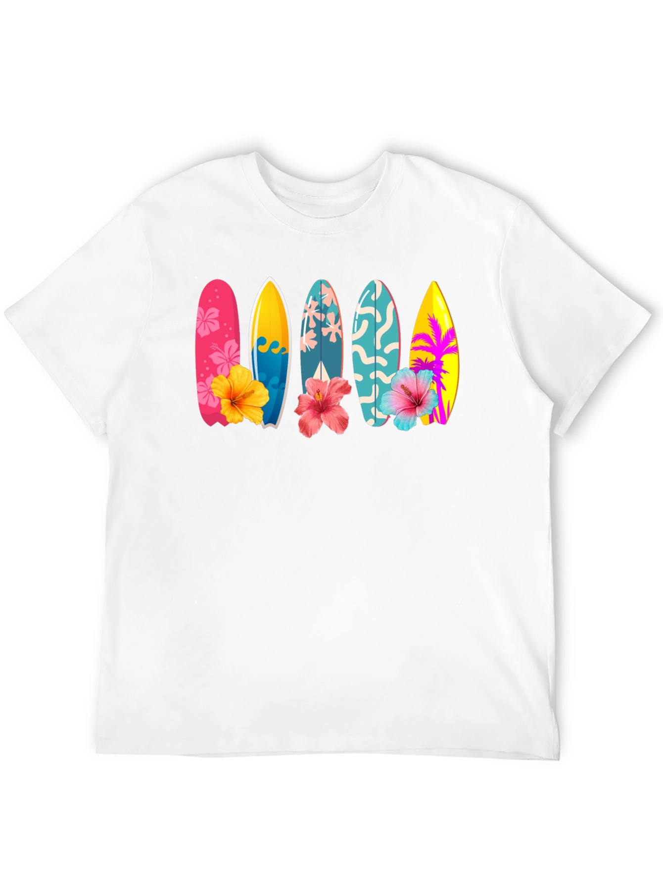 Tropical Surfboard Hibiscus Graphic Tee