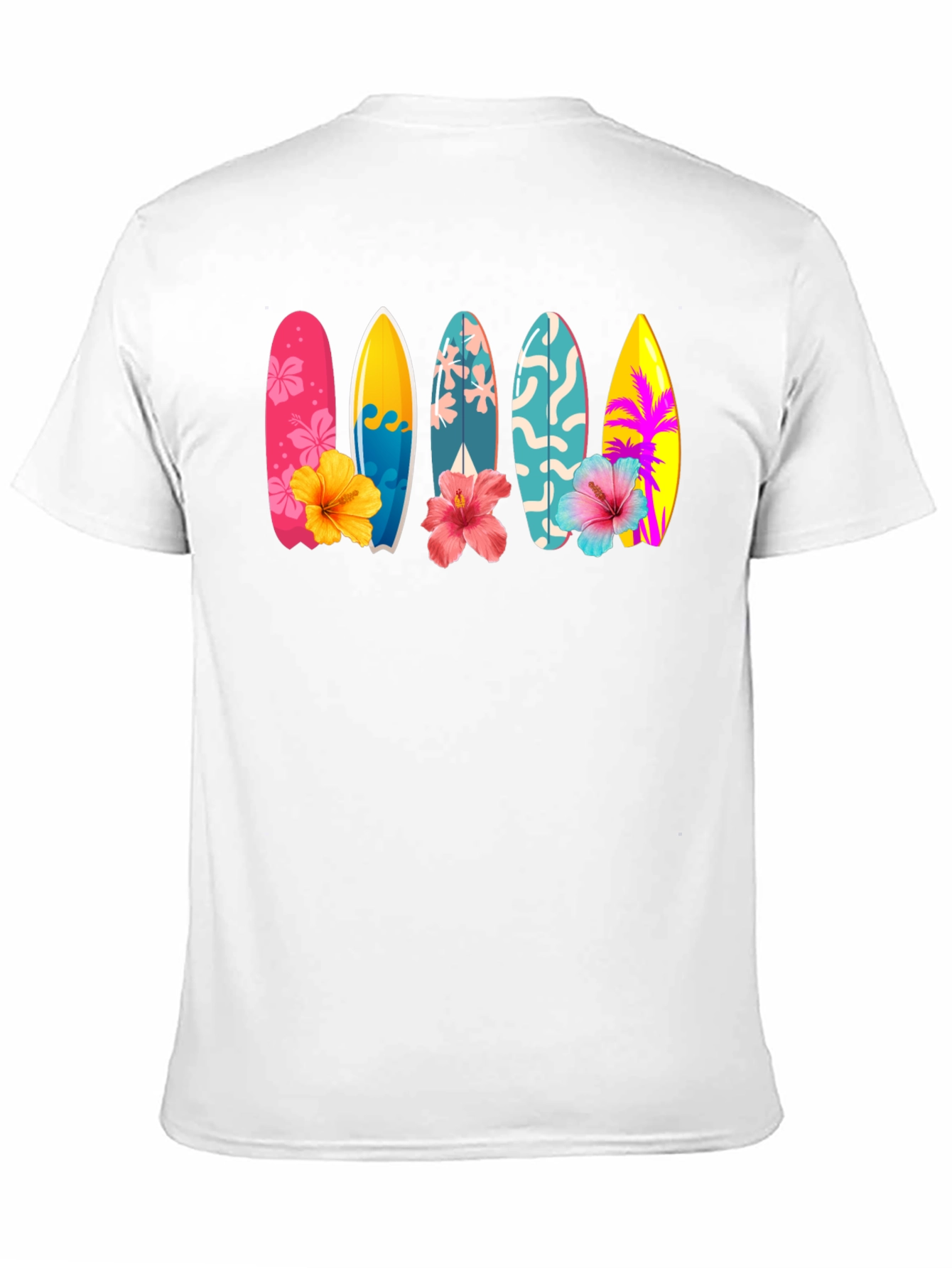 Tropical Surfboard Hibiscus Graphic Tee