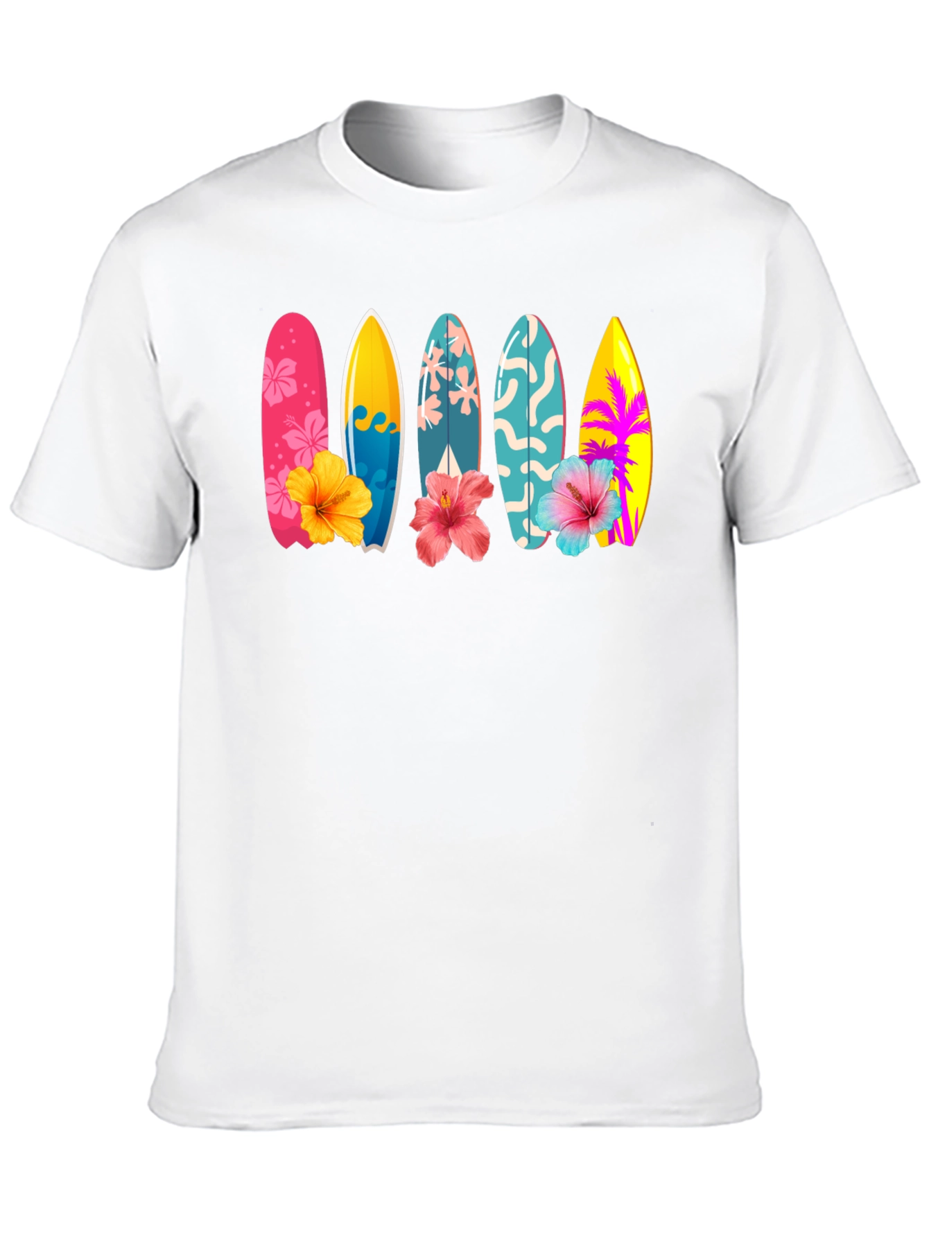 Tropical Surfboard Hibiscus Graphic Tee