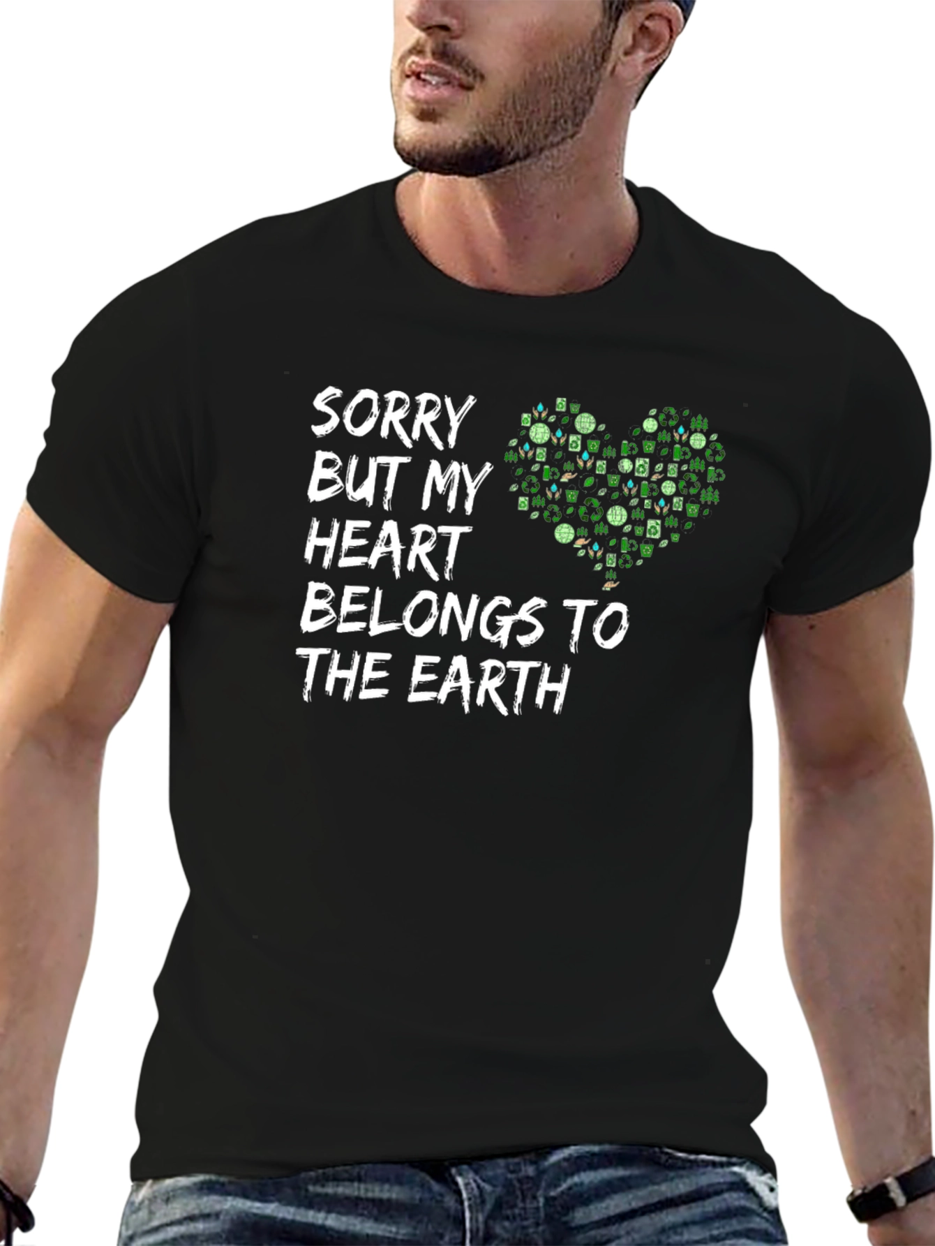 Earth Lover Graphic T-Shirt - Heart Belongs to Earth
