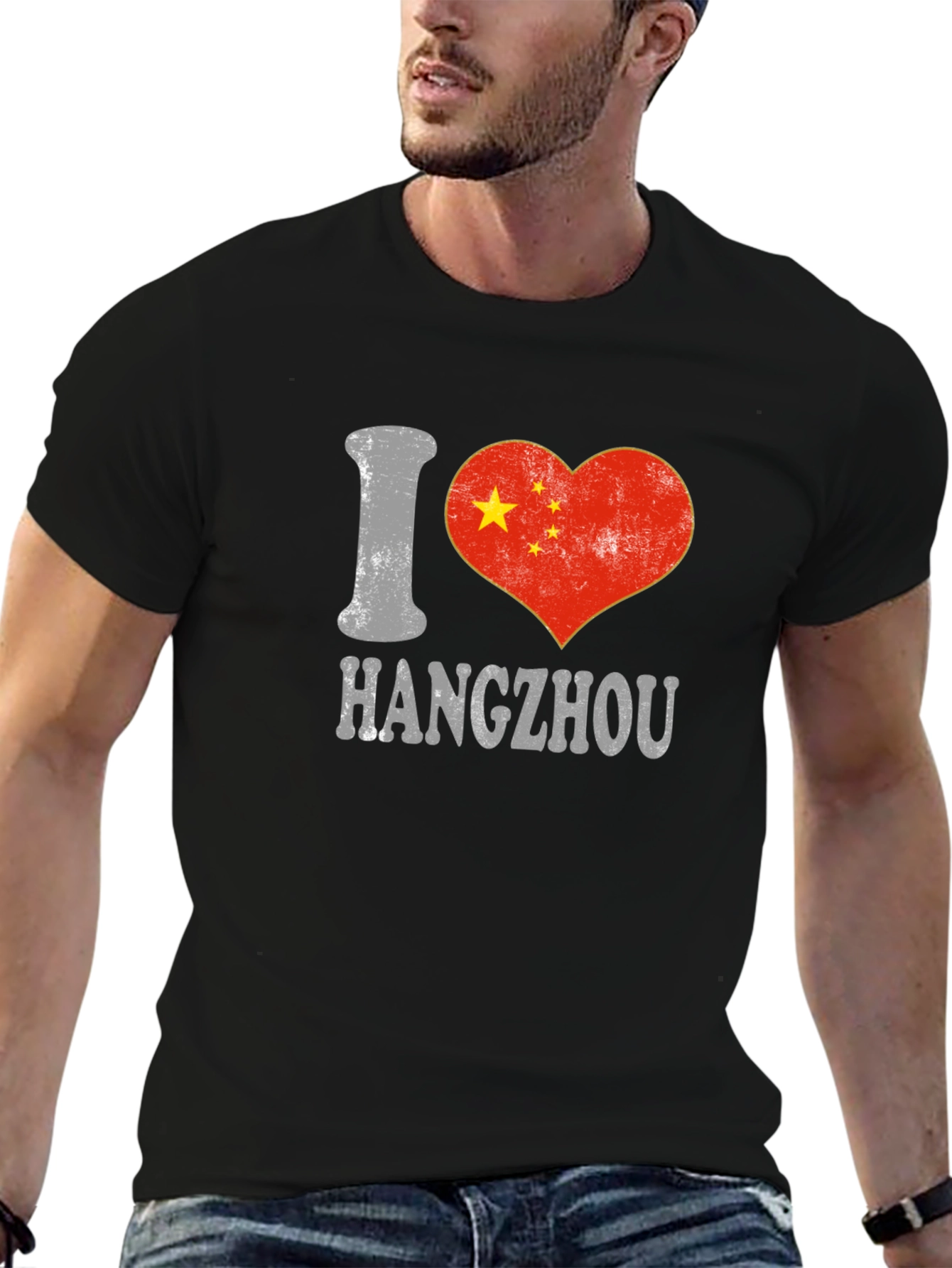 I Love Hangzhou China Flag Heart T-Shirt