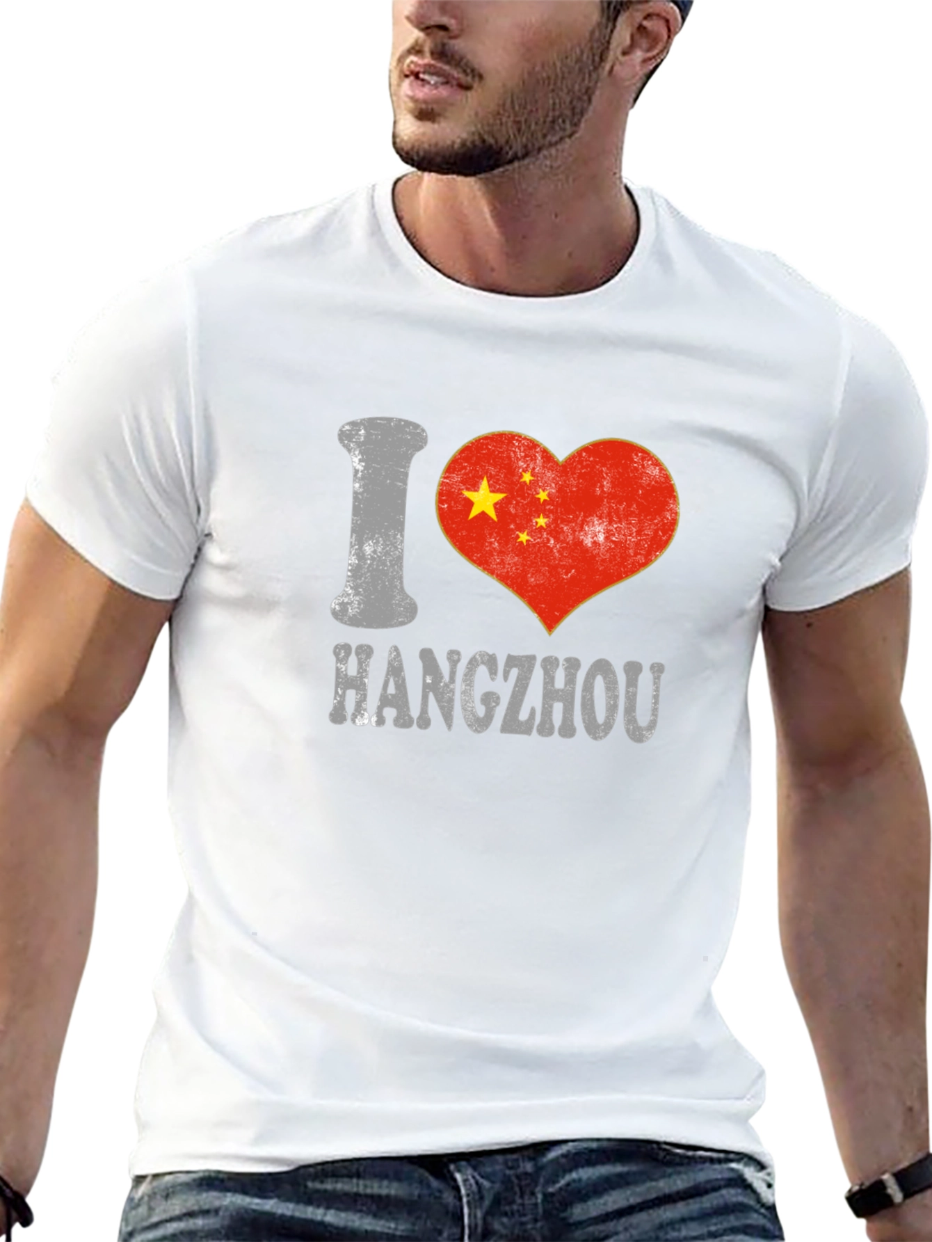 I Love Hangzhou China Flag Heart T-Shirt