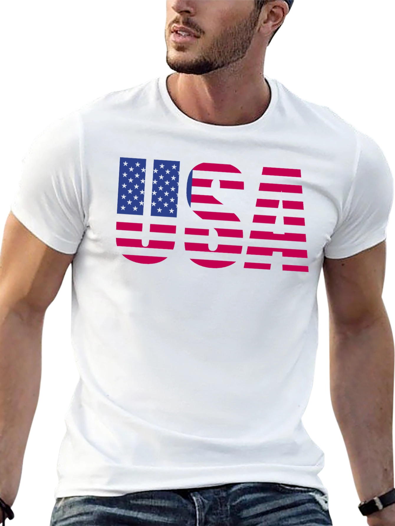 USA Flag Graphic Tee Patriotic Mens Shirt