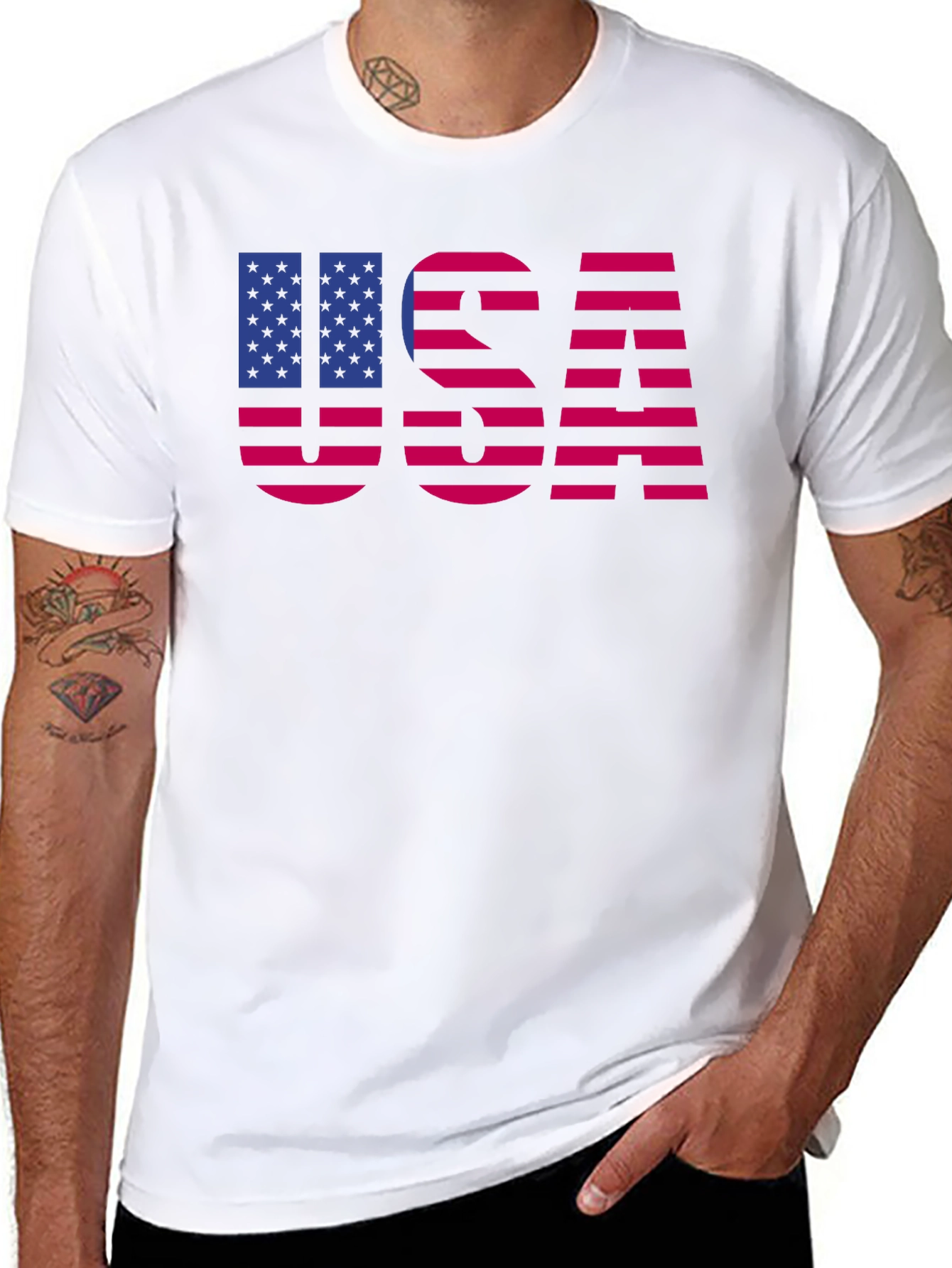 USA Flag Graphic Tee Patriotic Mens Shirt