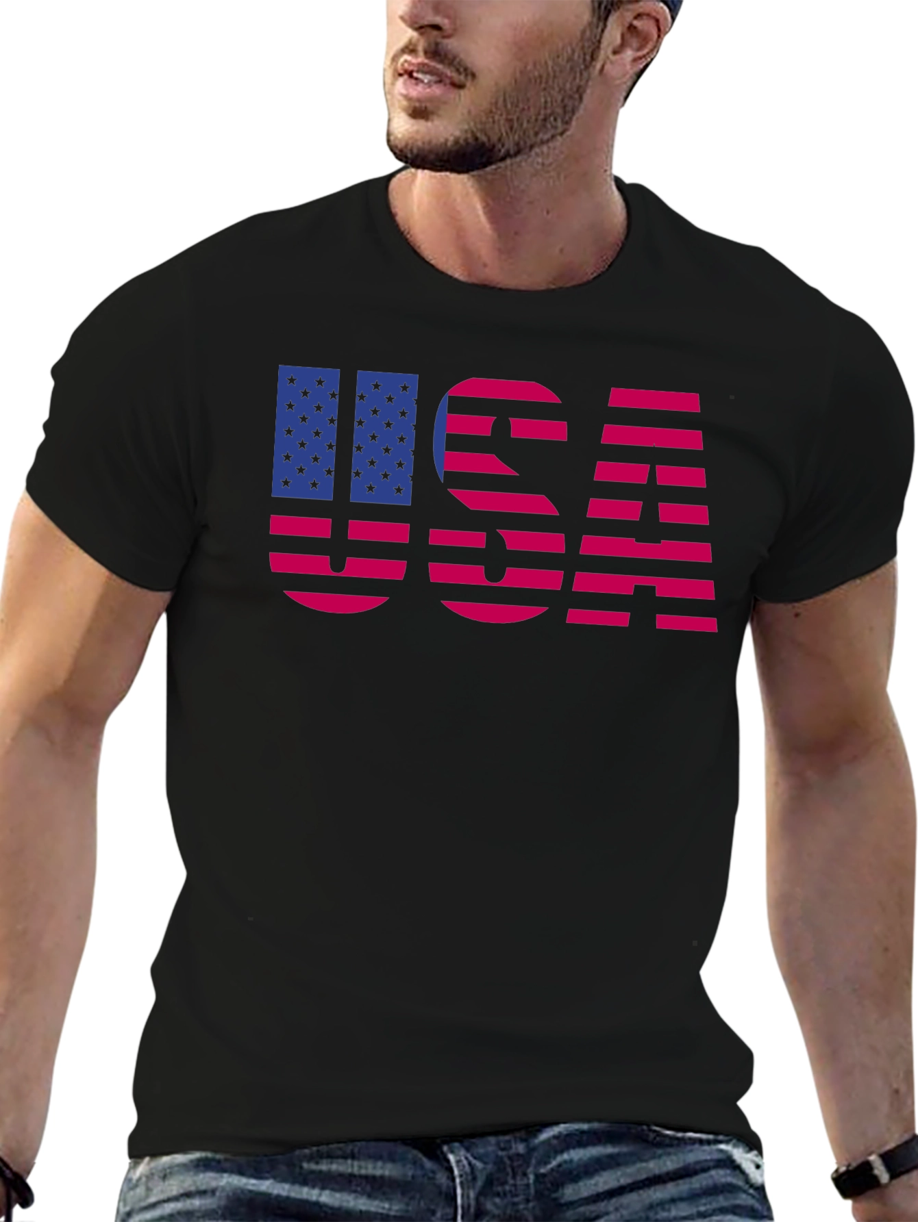 USA Flag Graphic Tee Patriotic Mens Shirt