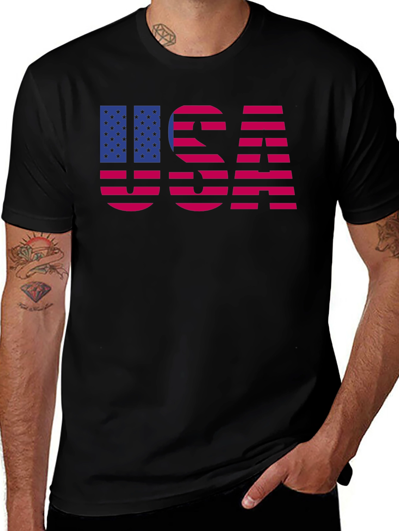 USA Flag Graphic Tee Patriotic Mens Shirt