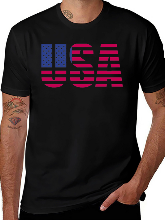 USA Flag Graphic Tee Patriotic Mens Shirt