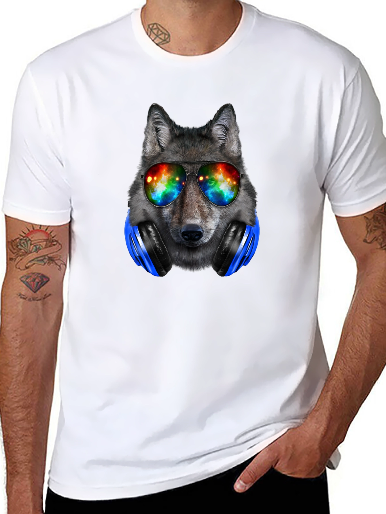 Cool Wolf Headphones T-Shirt