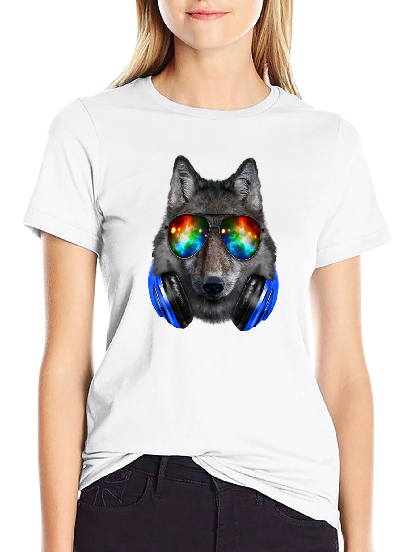 Cool Wolf Headphones T-Shirt