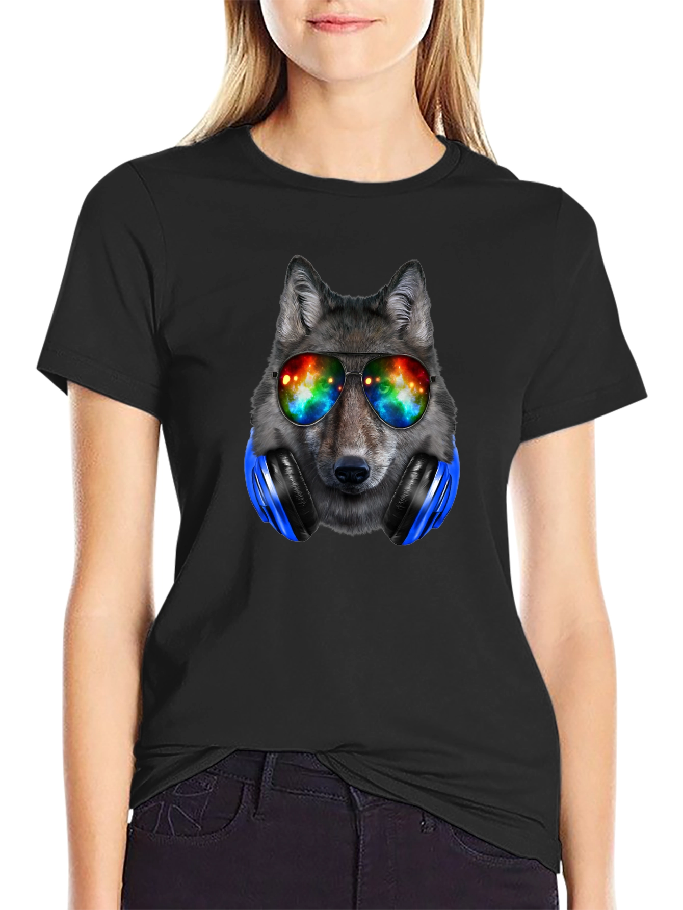 Cool Wolf Headphones T-Shirt