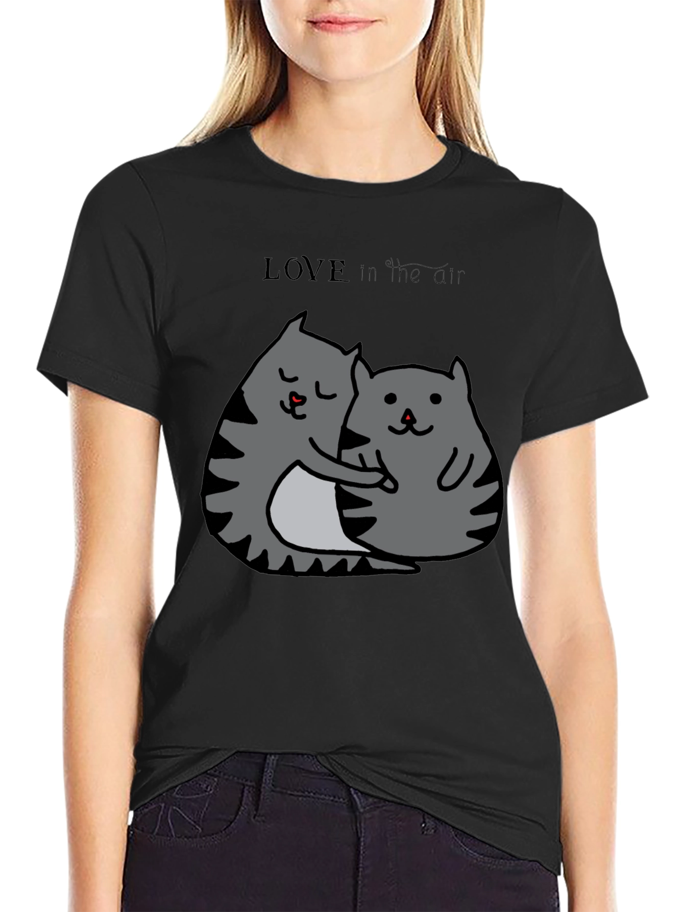 Cat Love T-Shirt:  Cute Cat Couple Tee