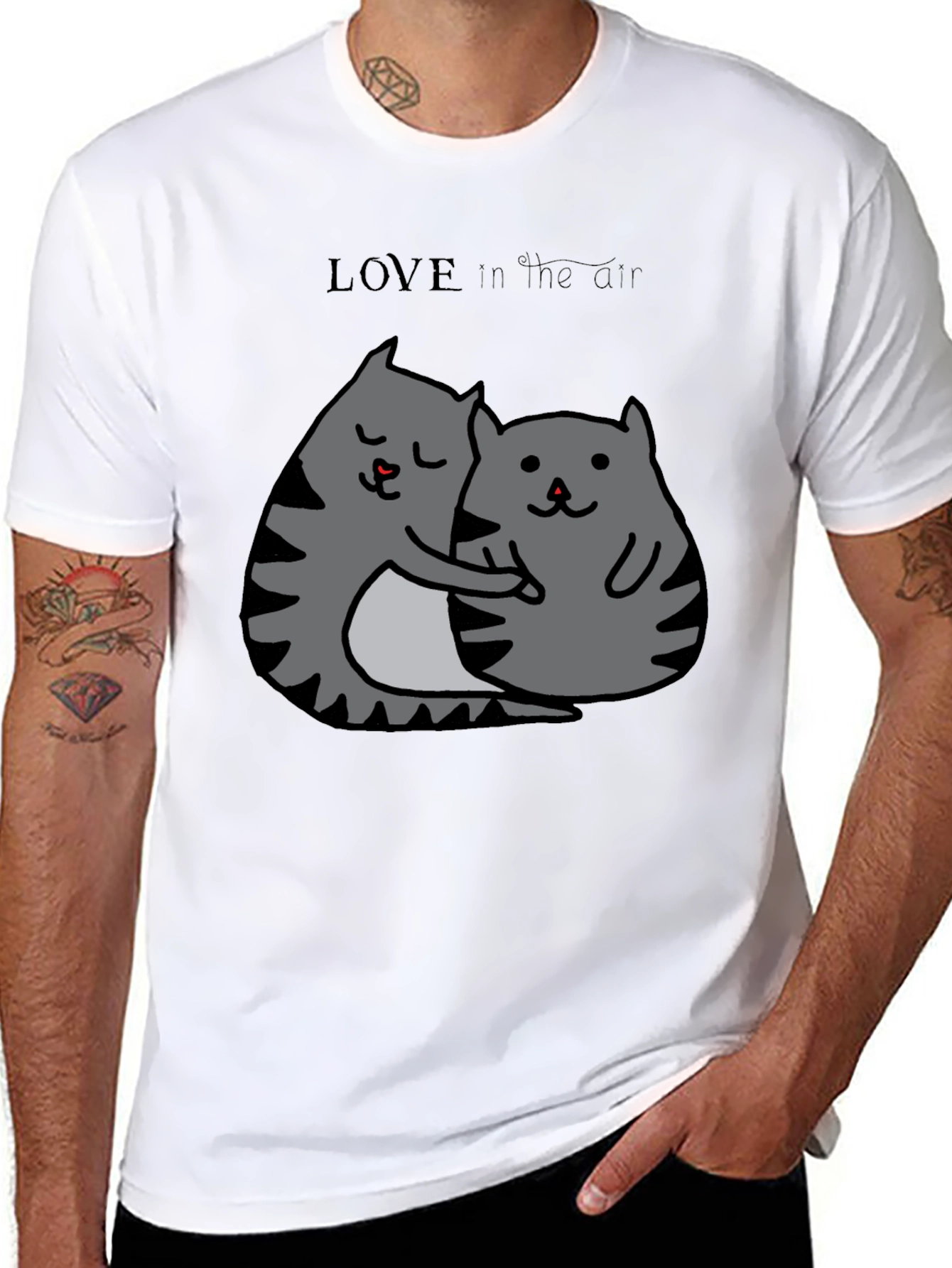 Cat Love T-Shirt:  Cute Cat Couple Tee