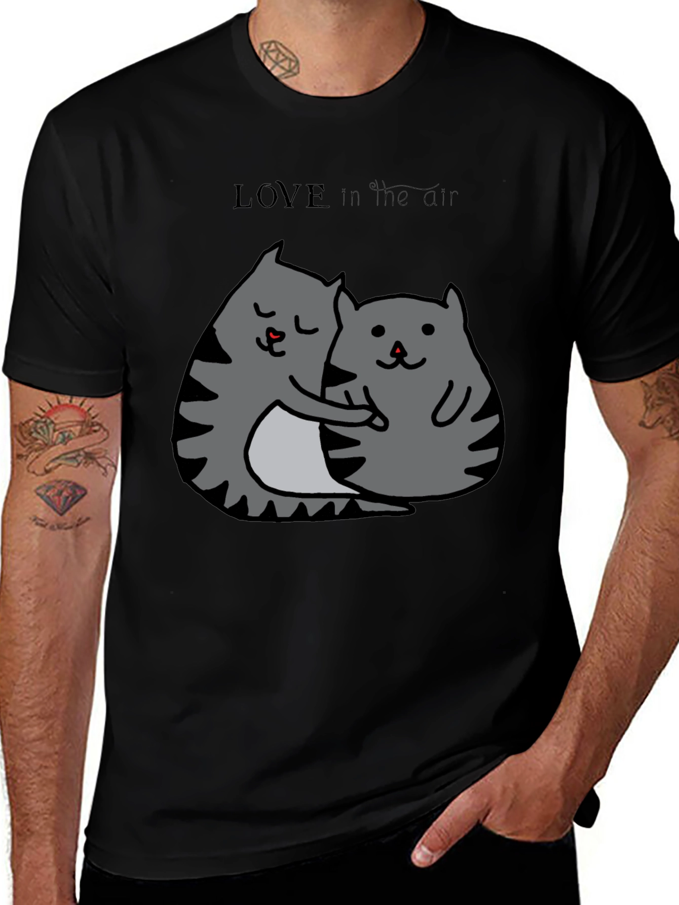 Cat Love T-Shirt:  Cute Cat Couple Tee
