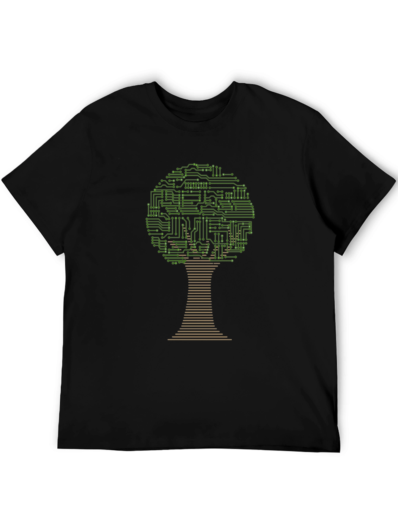 Circuit Board Tree Graphic T-Shirt - Black