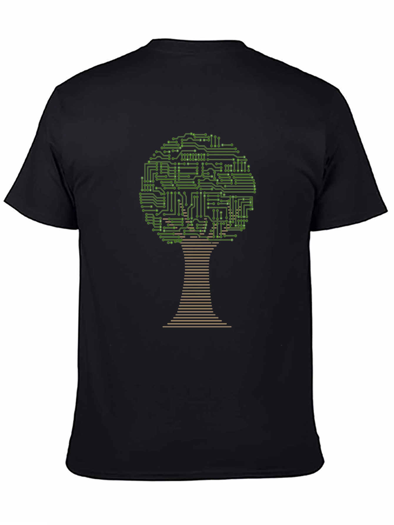 Circuit Board Tree Graphic T-Shirt - Black