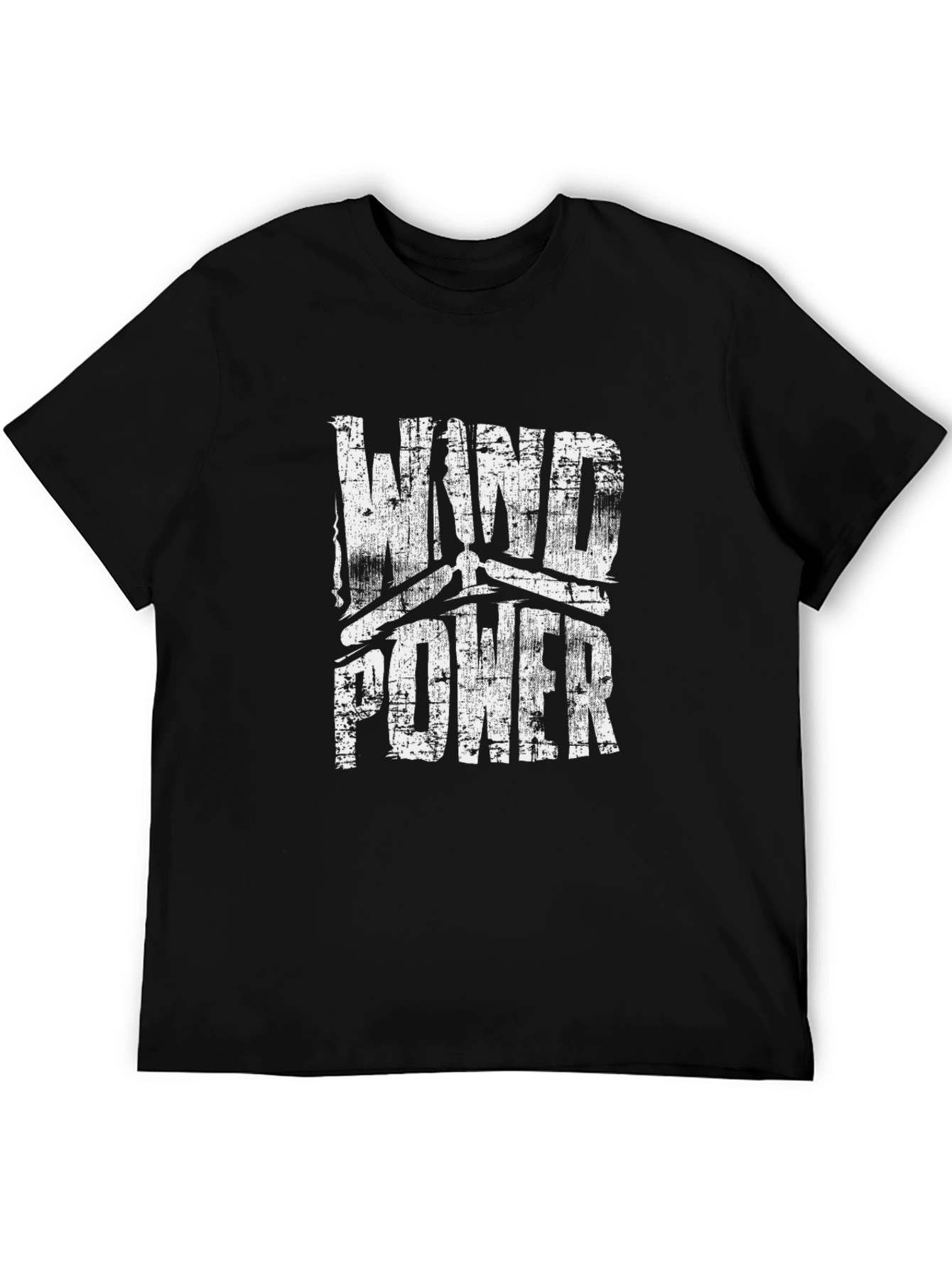 Wind Power Graphic T-Shirt - Black Cotton Blend Tee