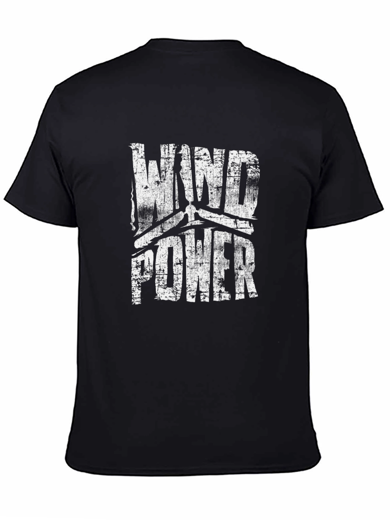 Wind Power Graphic T-Shirt - Black Cotton Blend Tee