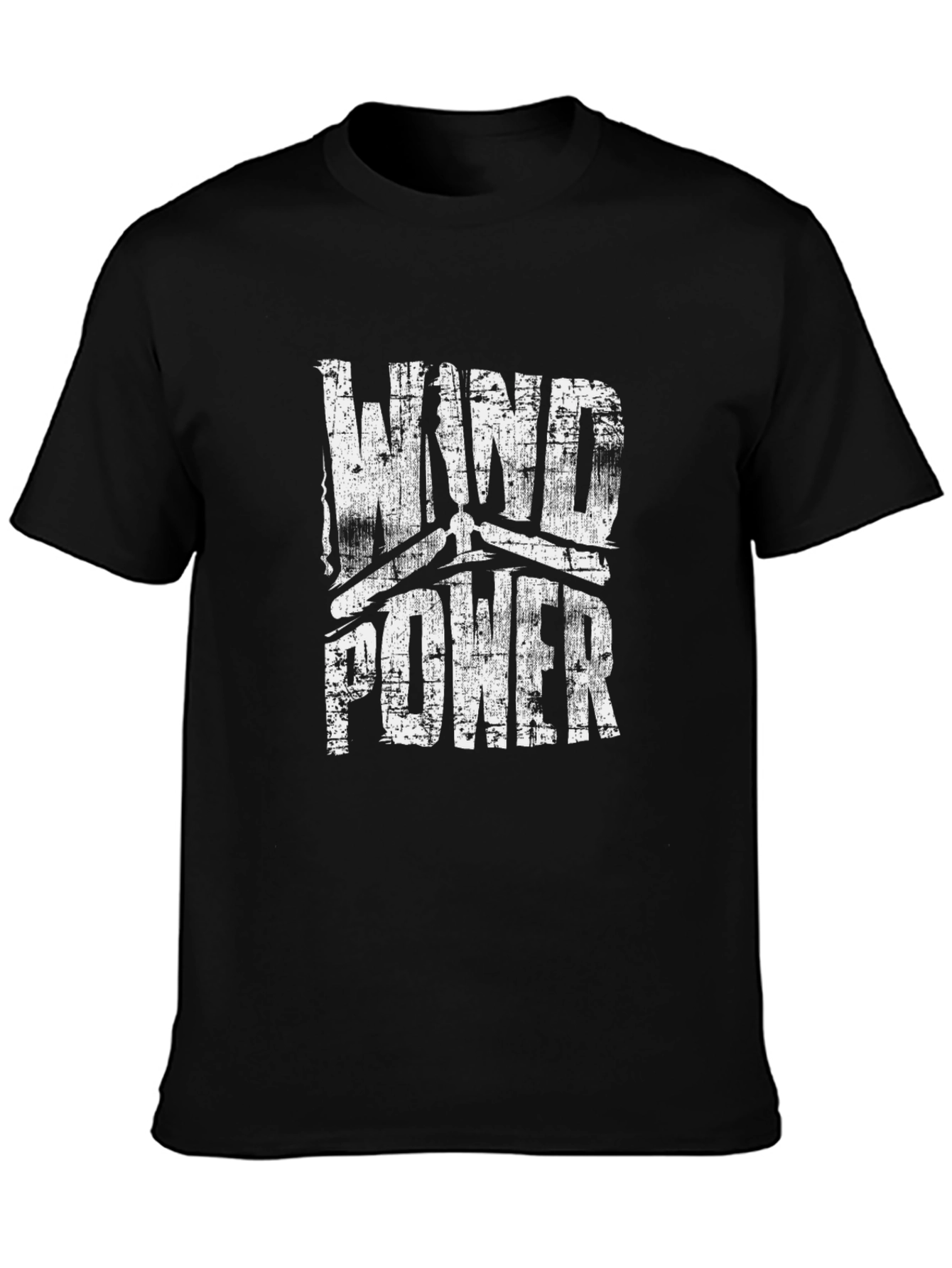 Wind Power Graphic T-Shirt - Black Cotton Blend Tee