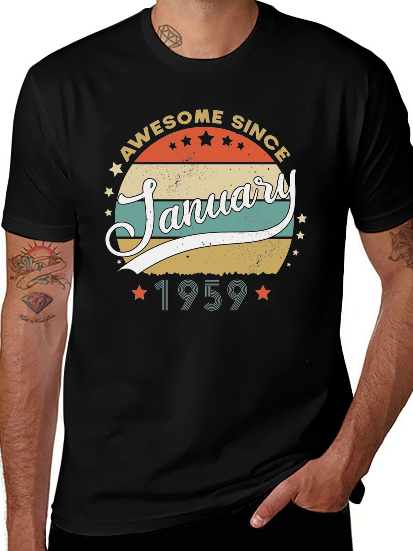 Awesome Since January 1959 Black T-Shirt