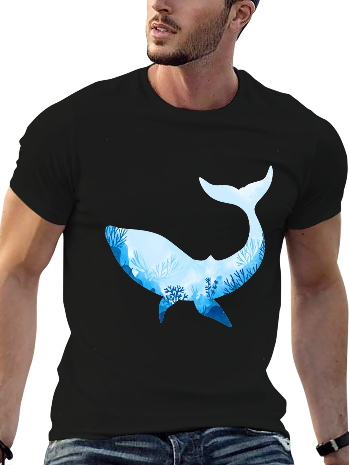 Whale Silhouette Black T-Shirt