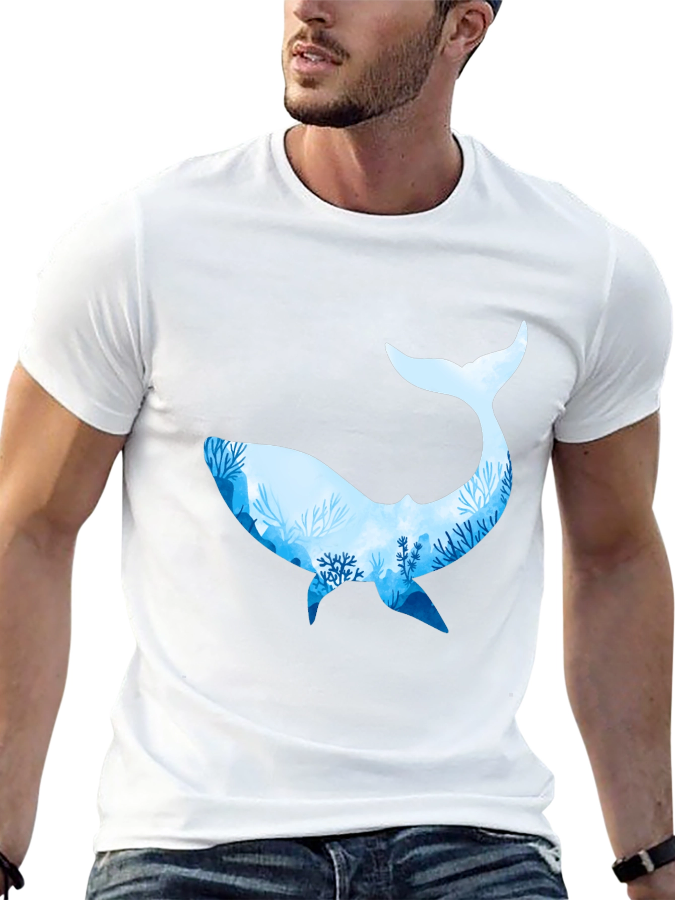 Whale Silhouette Black T-Shirt