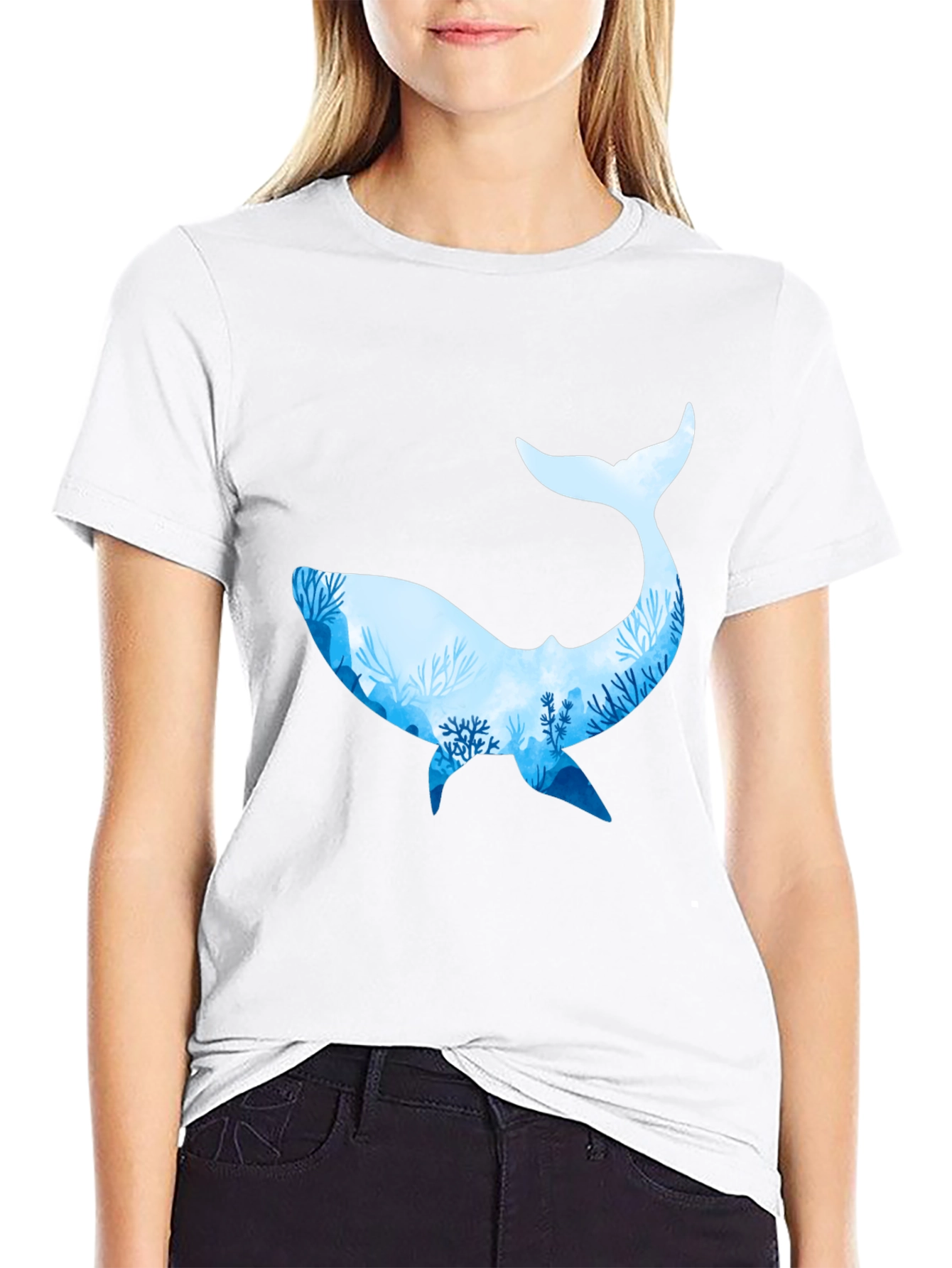 Whale Silhouette Black T-Shirt