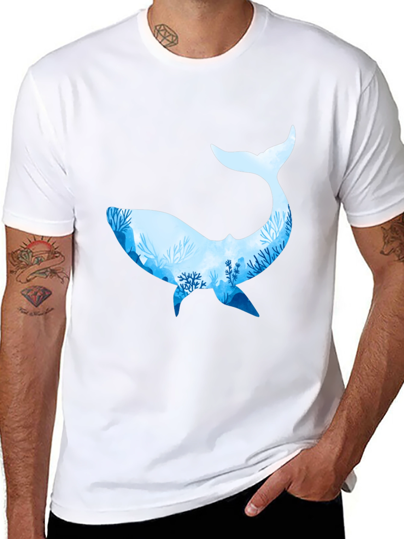 Whale Silhouette Black T-Shirt