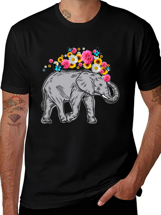 Elephant Floral Crown Graphic Tee