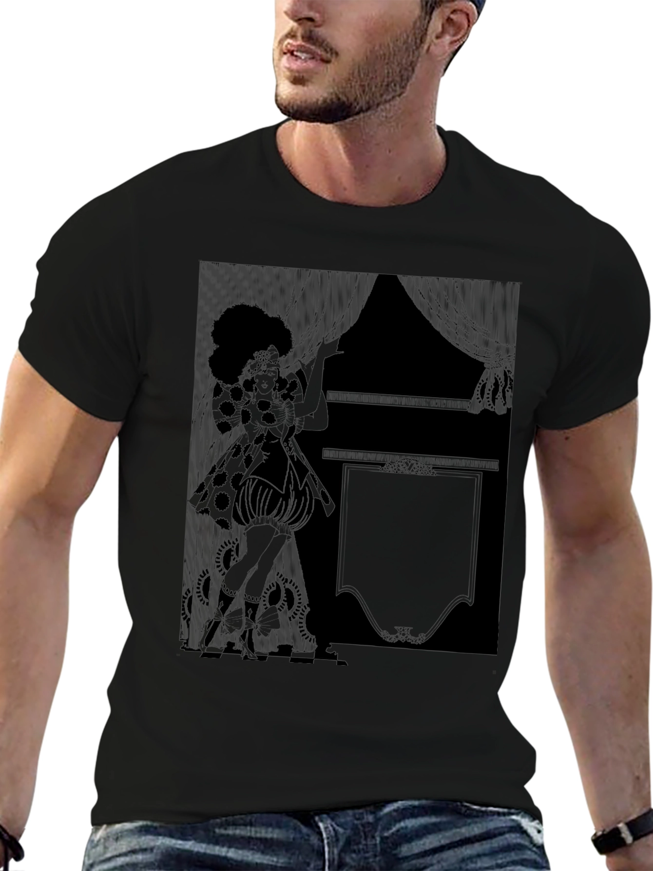 Retro Graphic Print Black T-Shirt