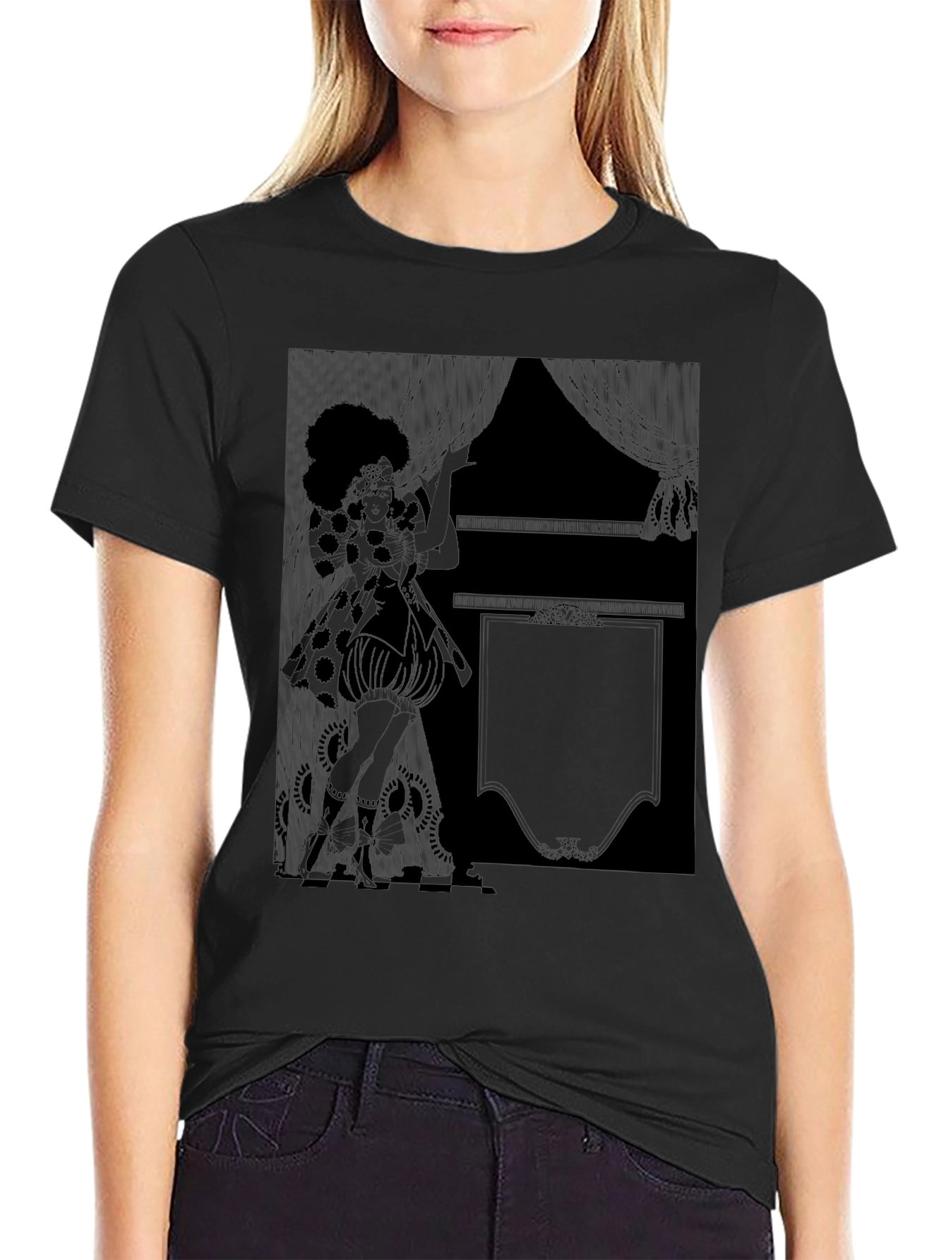 Retro Graphic Print Black T-Shirt