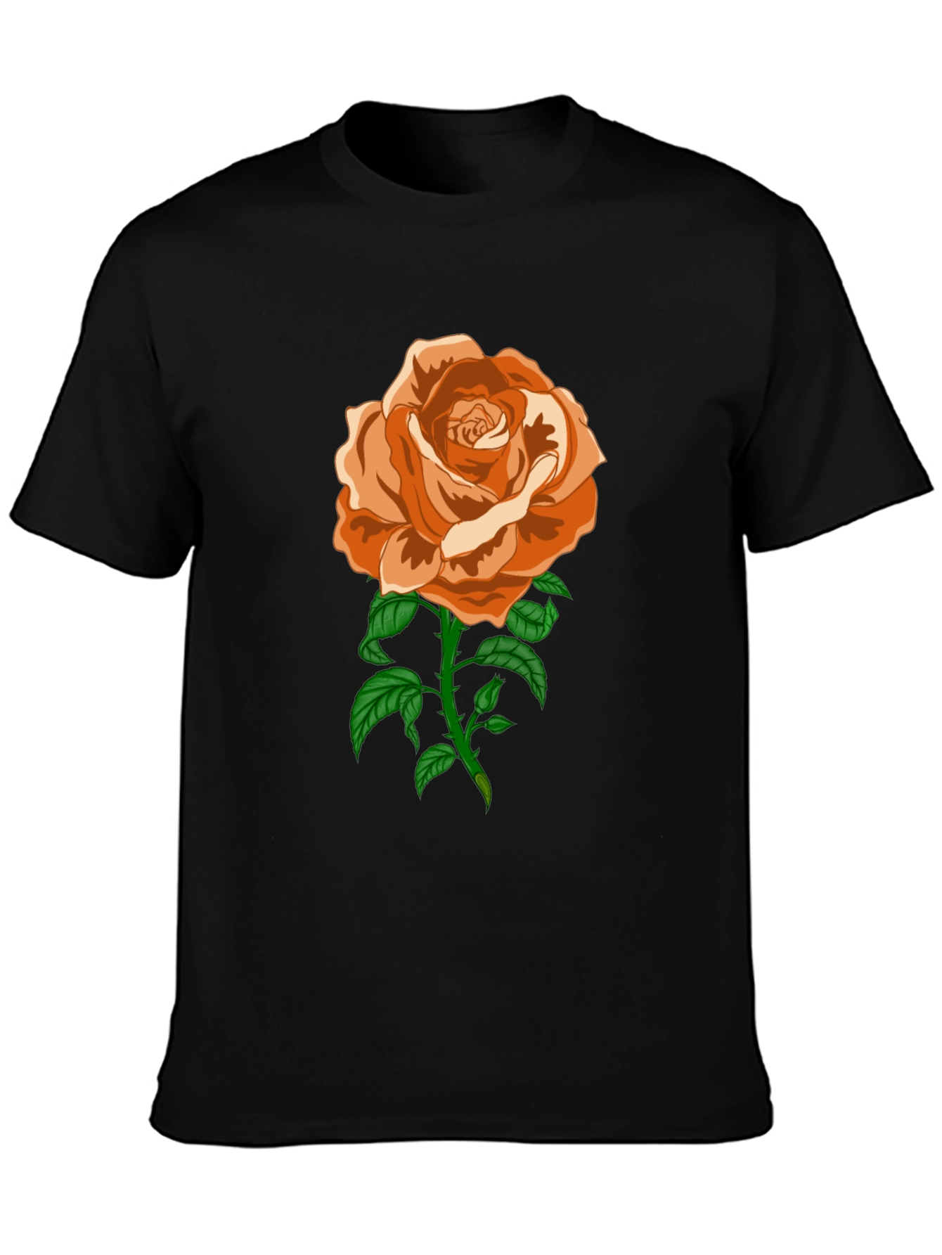 Rose Graphic T-Shirt - Casual Black Tee